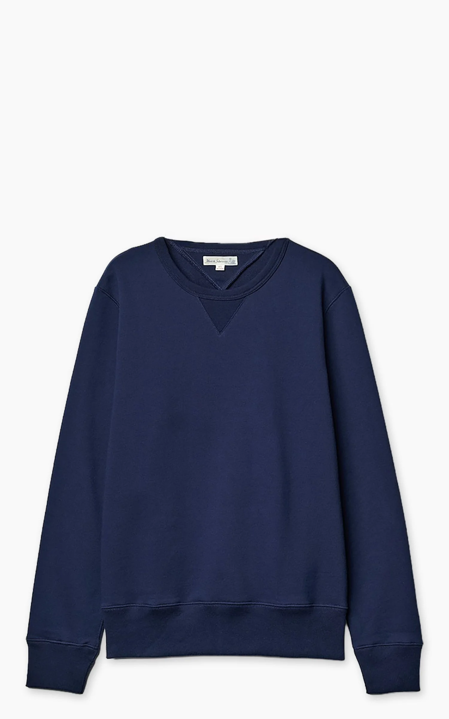 MERZ B. SCHWANEN 3M46 STURDY LOOPBACK FLEECE SWEATSHIRT INK BLUE - 1