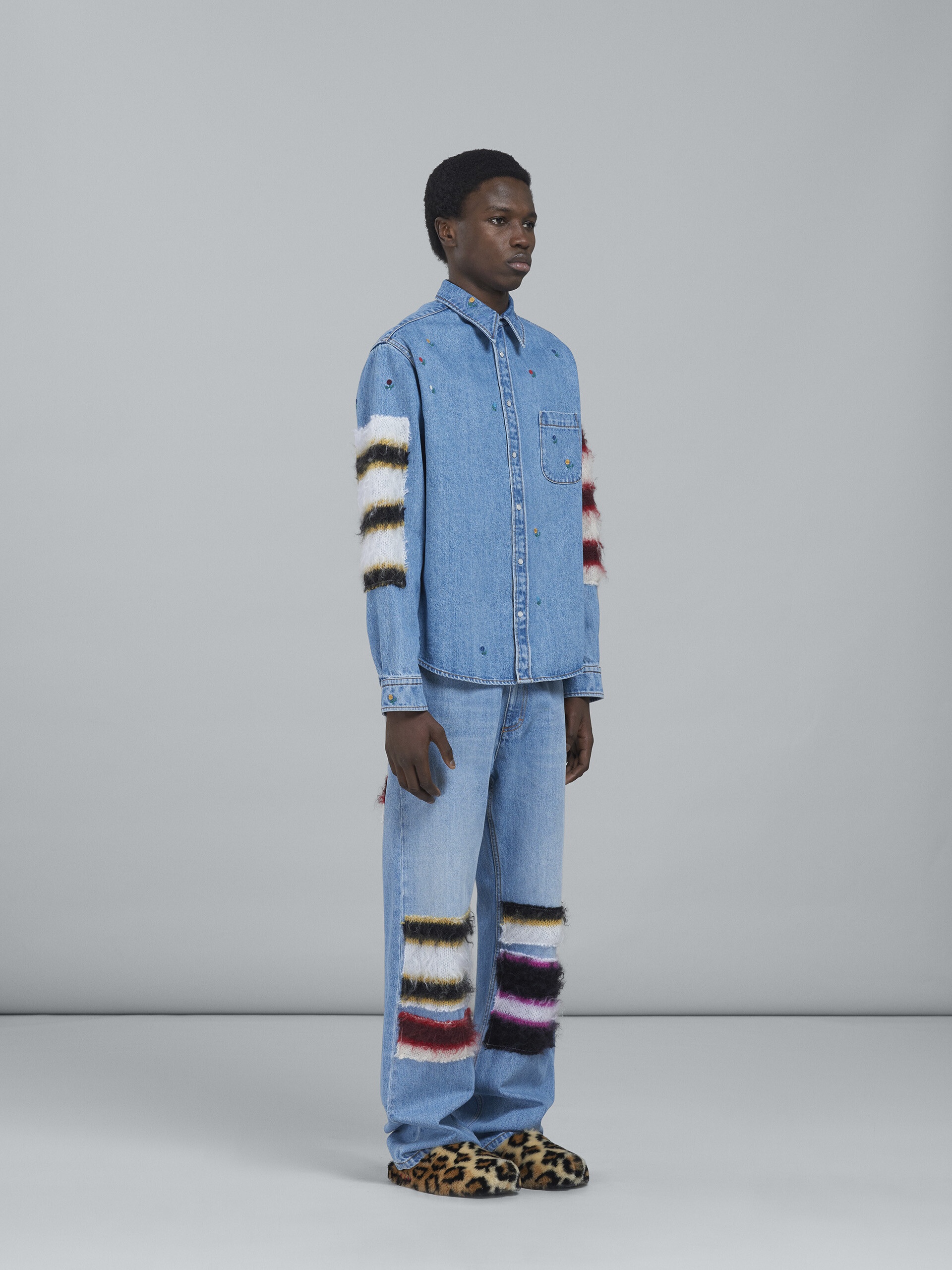 DENIM AND MOHAIR PANTS - 5