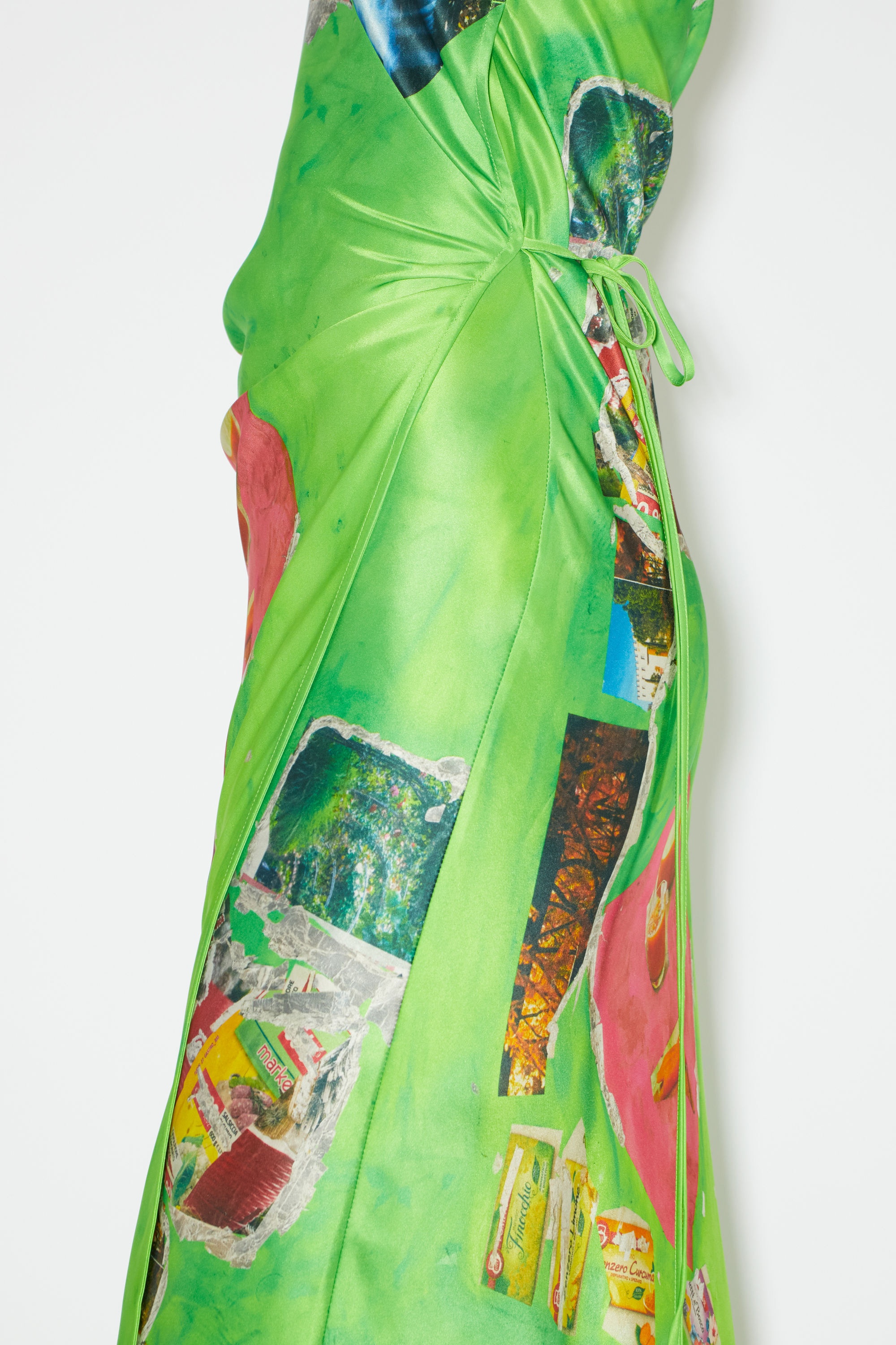 Digital print satin dress - Green/multi - 4