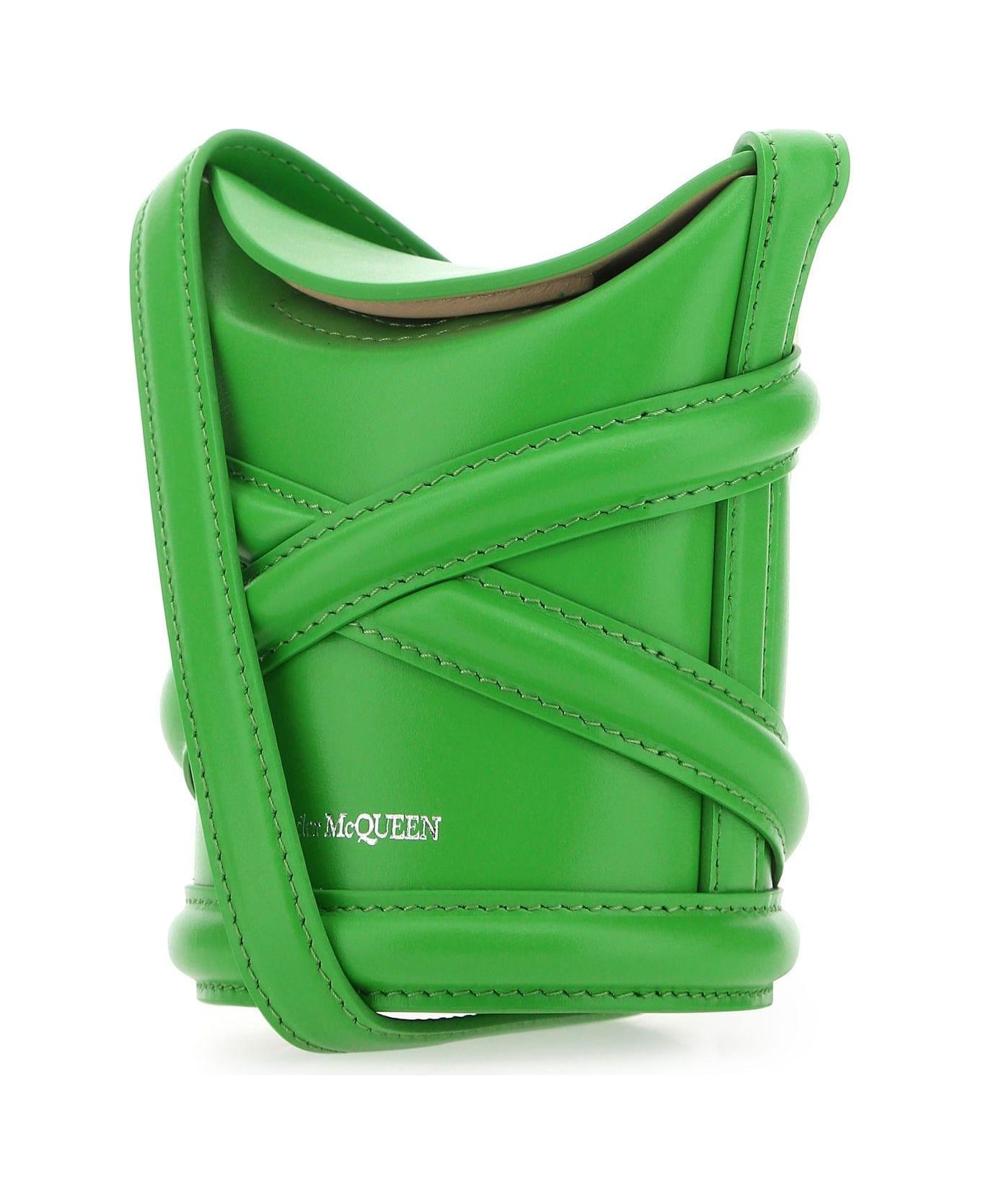 Grass Green Leather Mini The Curve Bucket Bag - 2