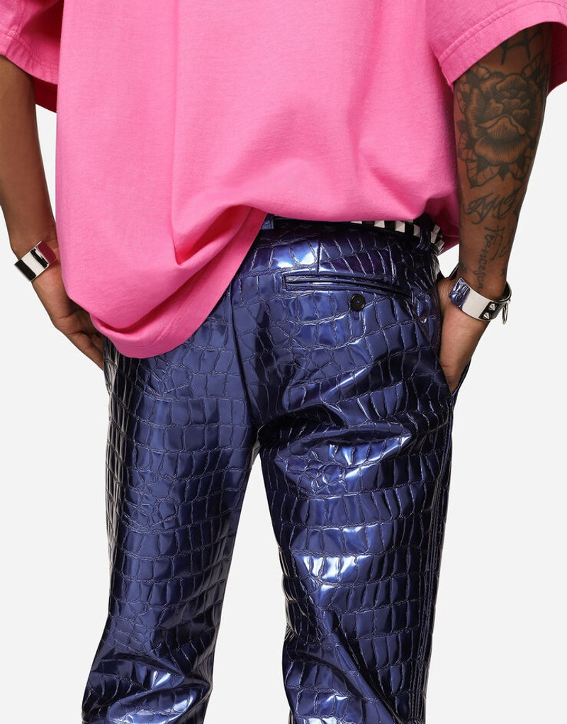 Alligator-print technical fabric pants 5