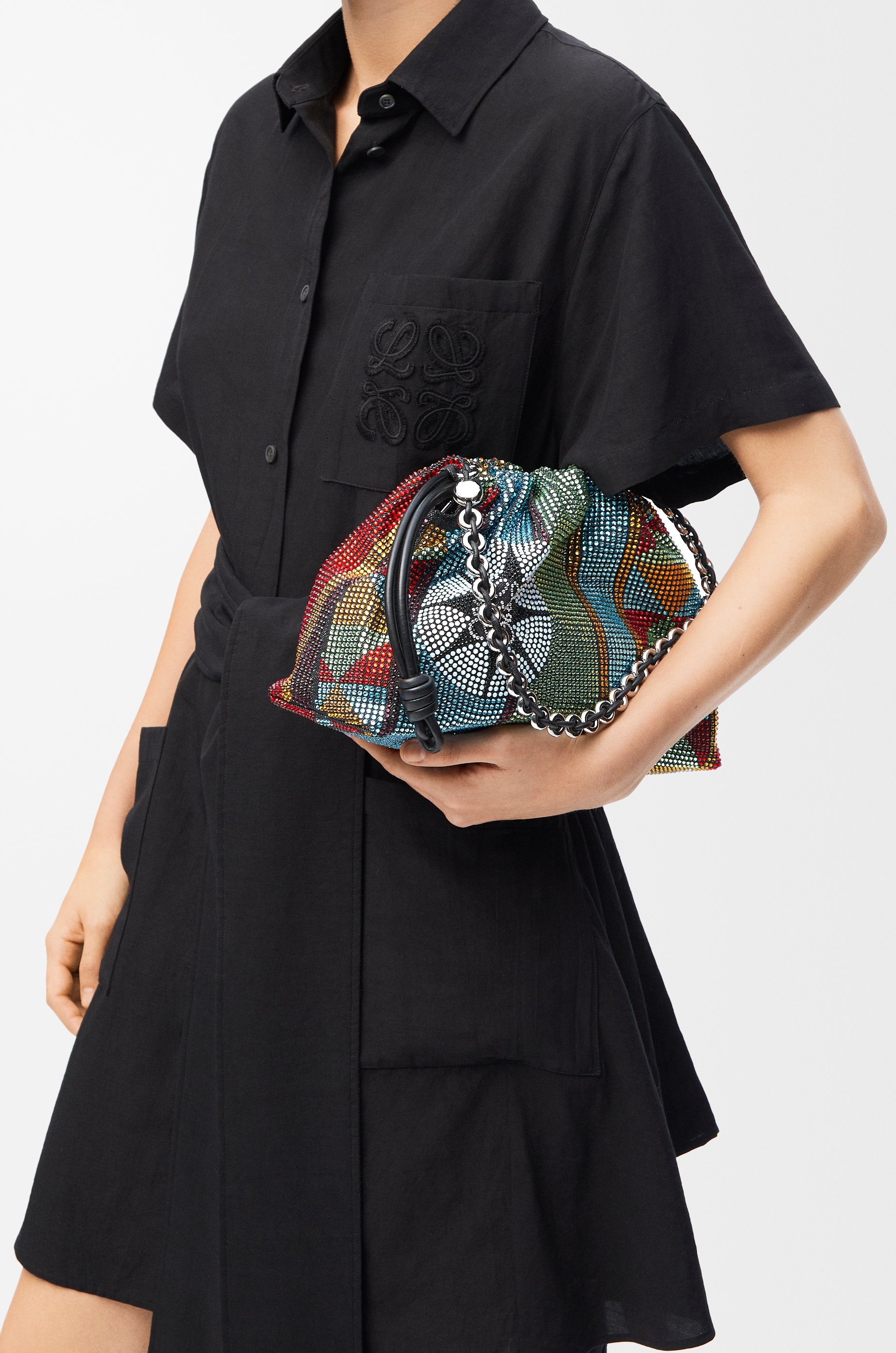 Medium Flamenco purse in embellished denim - 2