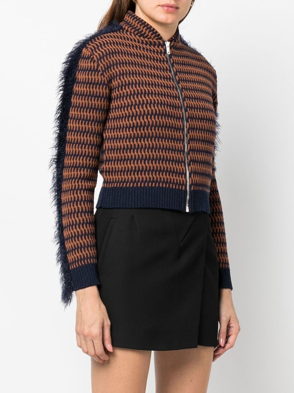 cropped patterned-jacquard jacket - 3