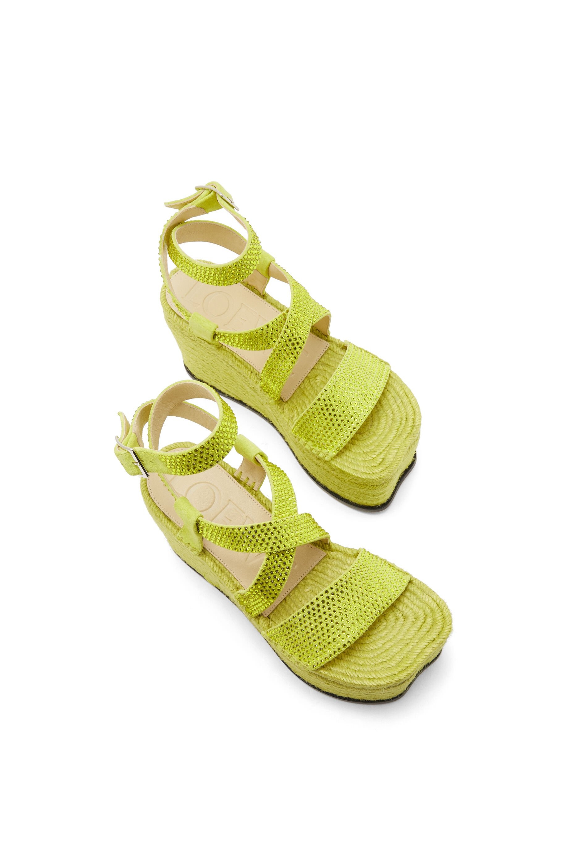 Petal espadrille platform in suede calfskin and rhinestones - 4