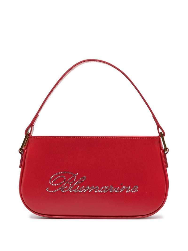 rhinestone-logo leather shoulder bag 1