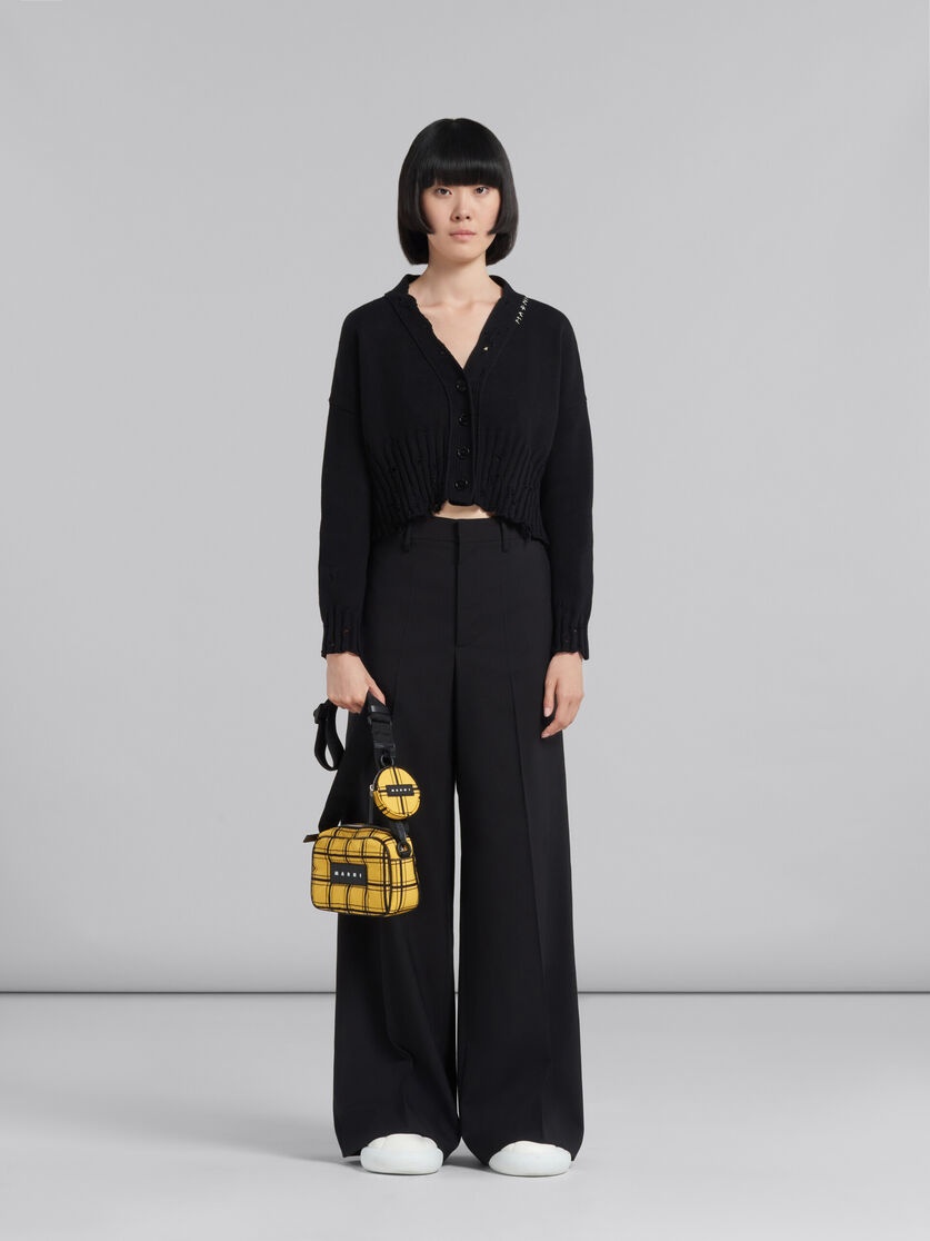 YELLOW CHECKED PUFF CAMERA BAG - 2