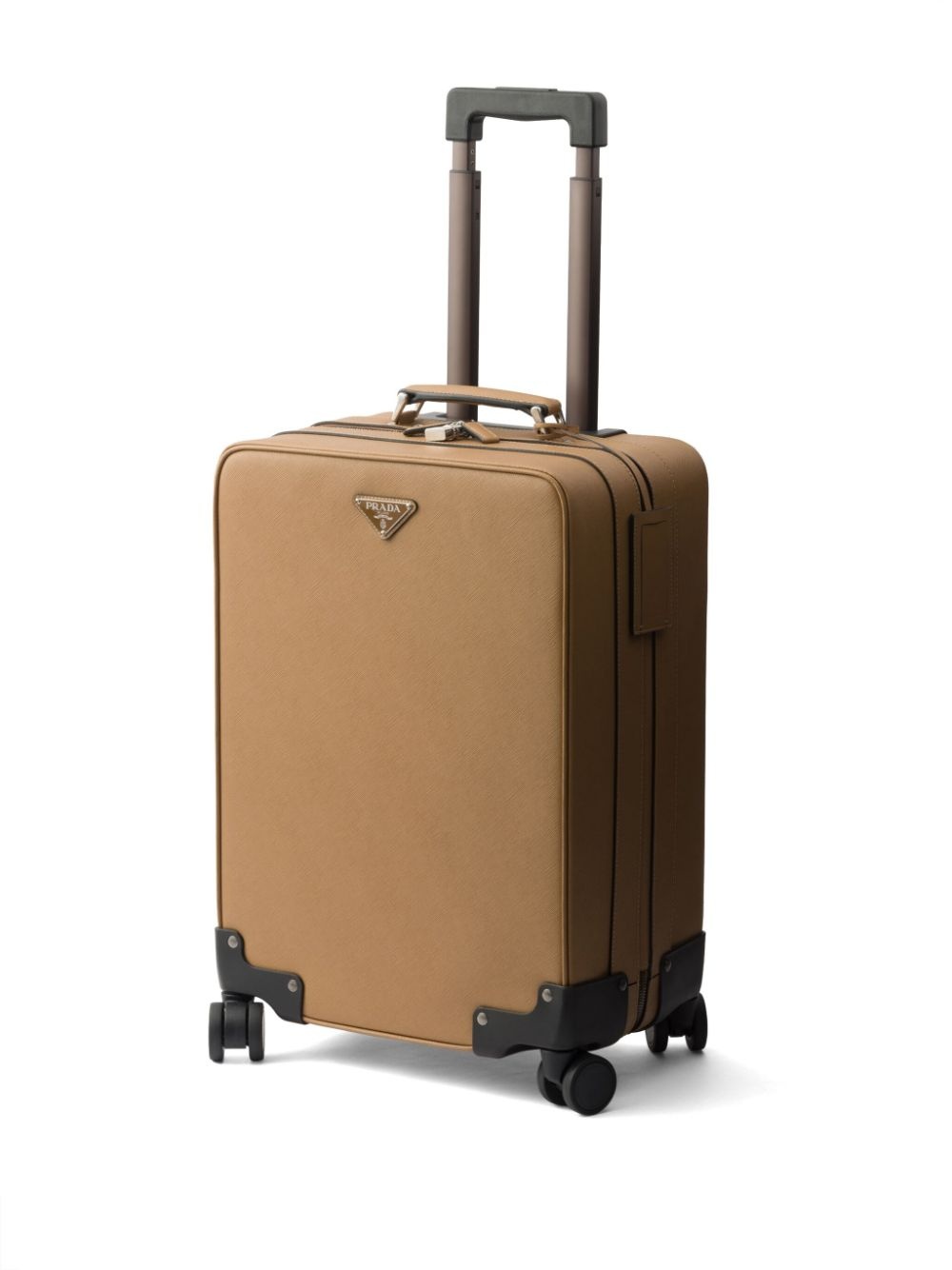 triangle-logo leather suitcase - 3