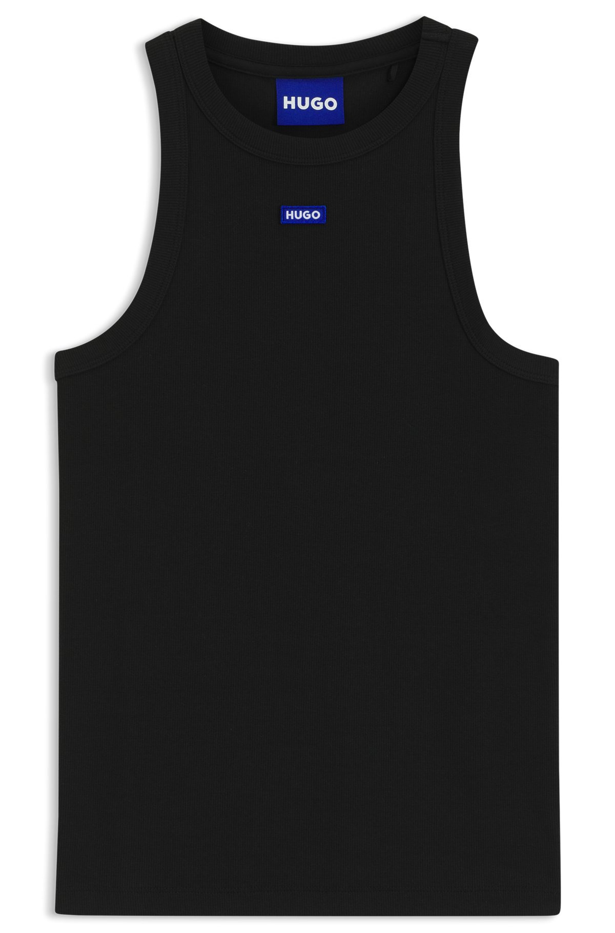 SLIM-FIT STRETCH-COTTON TOP WITH BLUE LOGO BADGE - 1