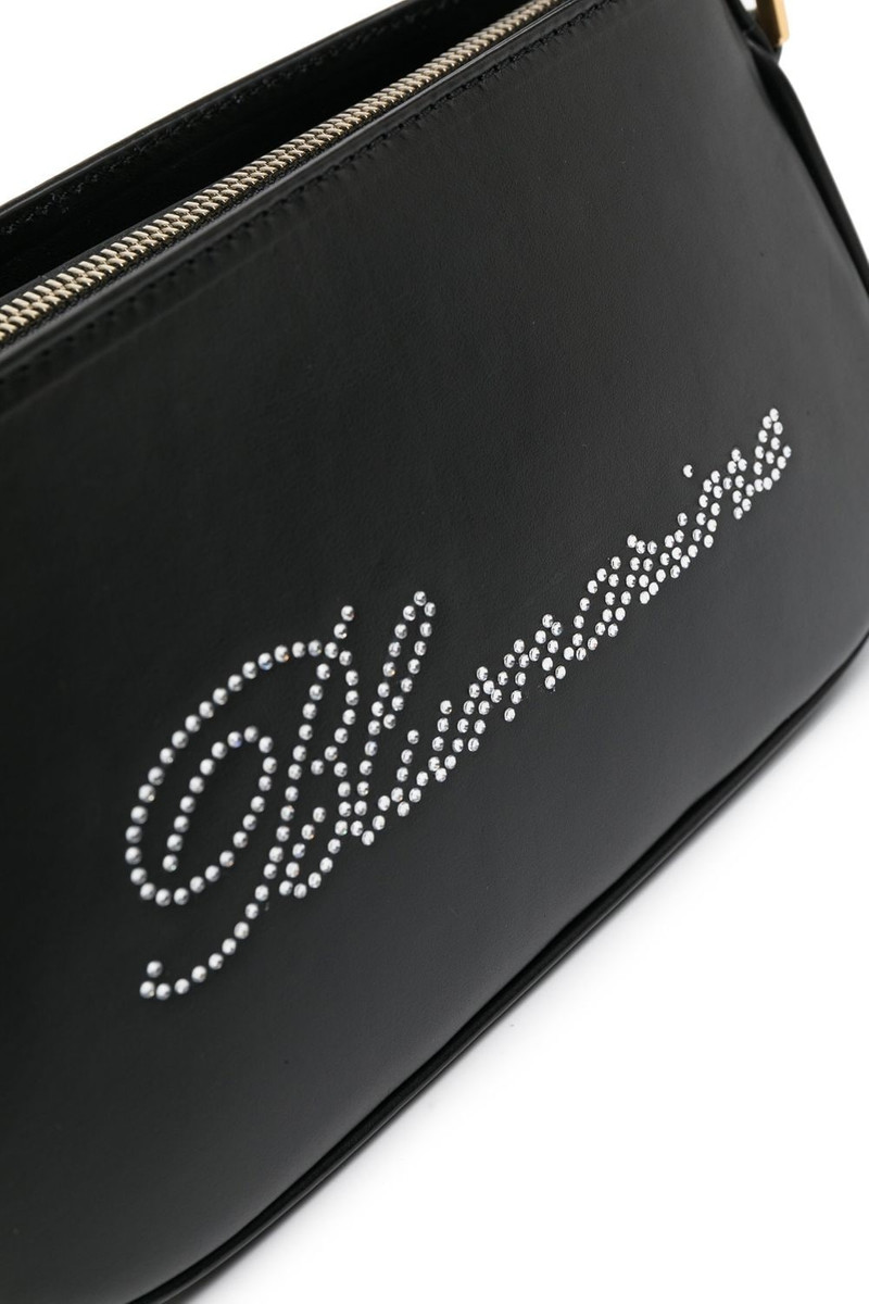 rhinestone-logo leather shoulder bag 4