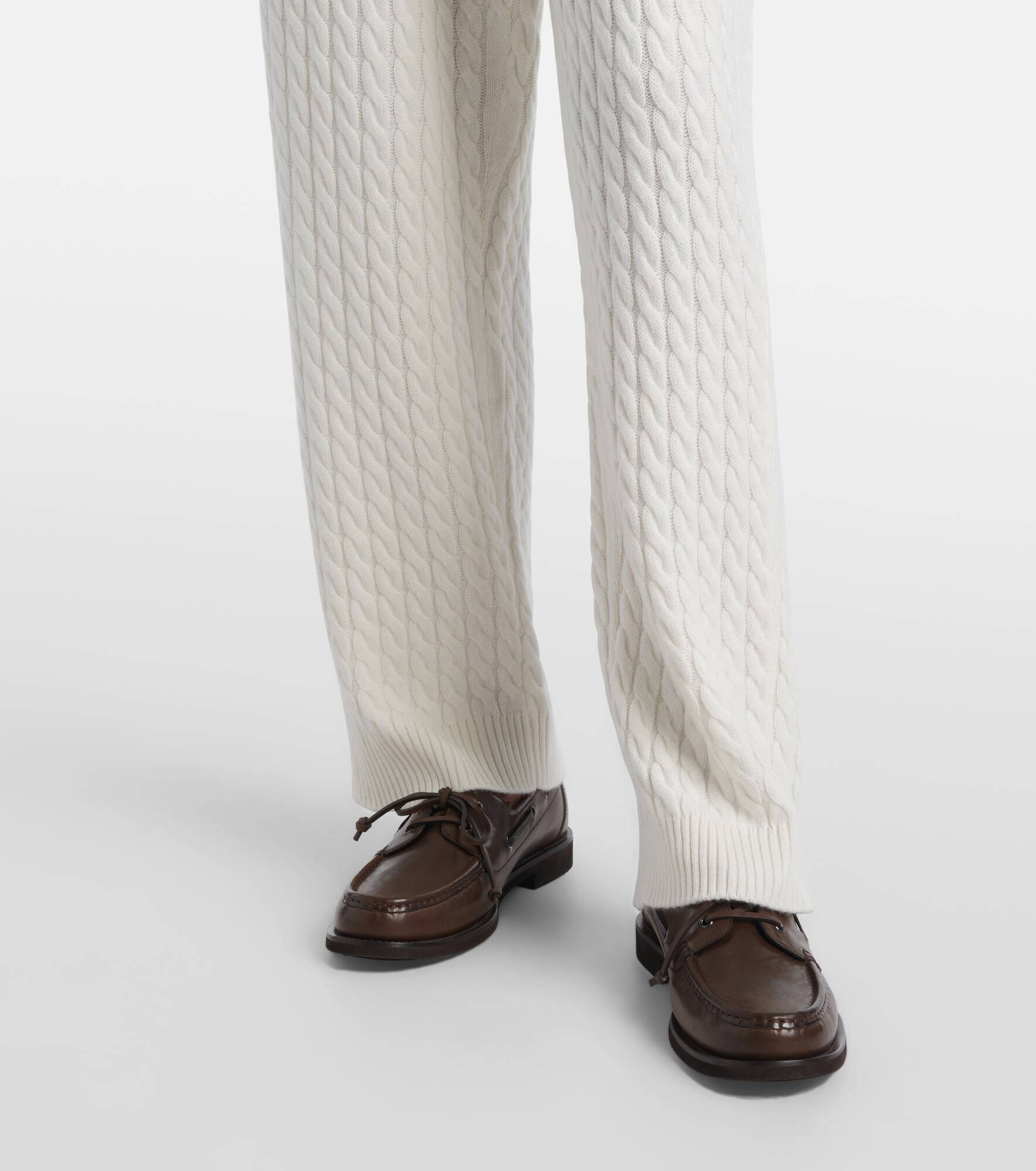 Cable-knit cashmere wide-leg pants - 5