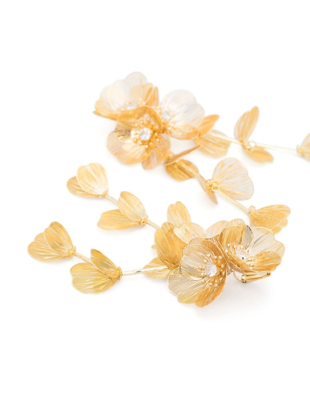 floral-appliquÃ© clip-on earrings - 3