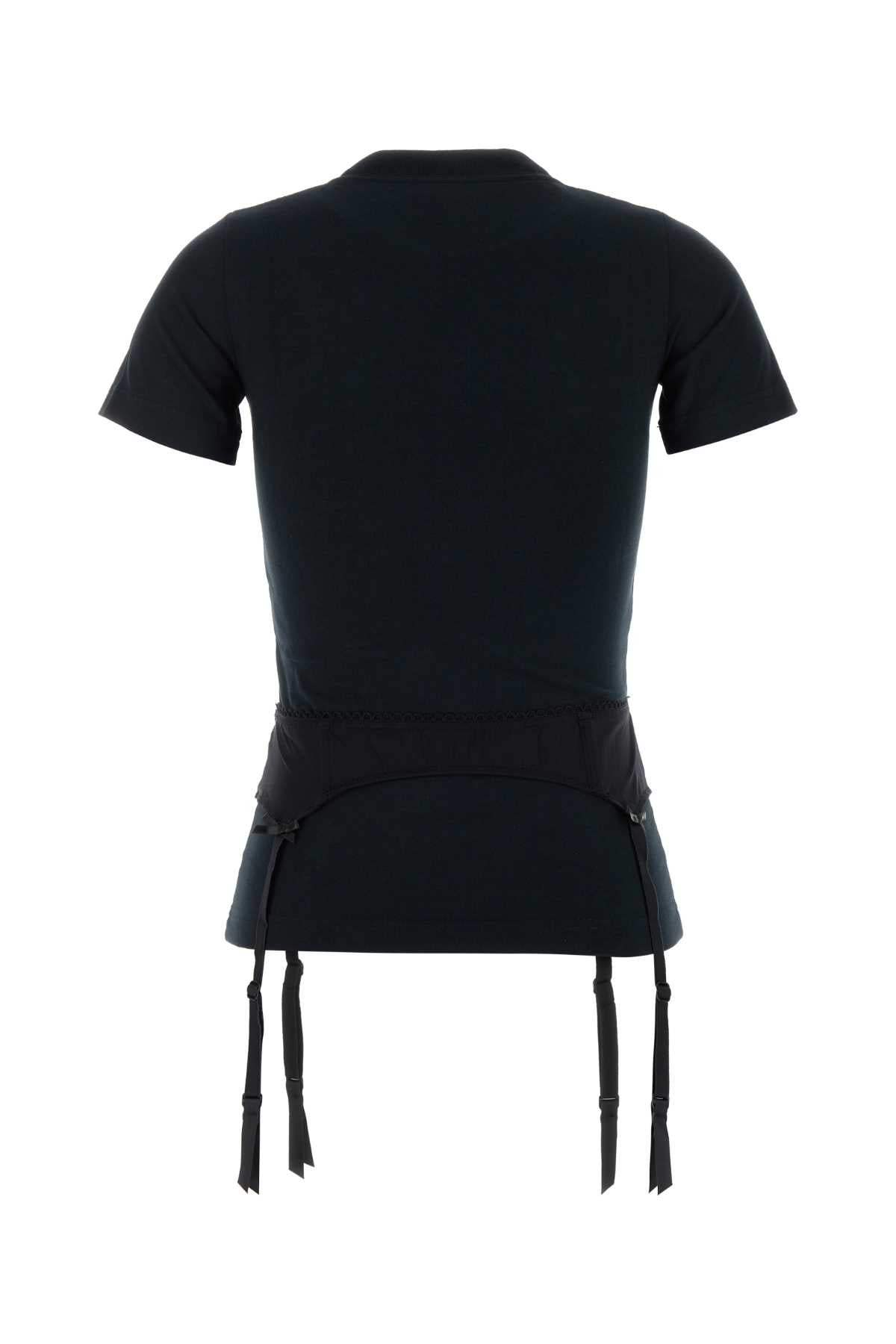 Balenciaga Women Black Stretch Cotton T-Shirt - 2