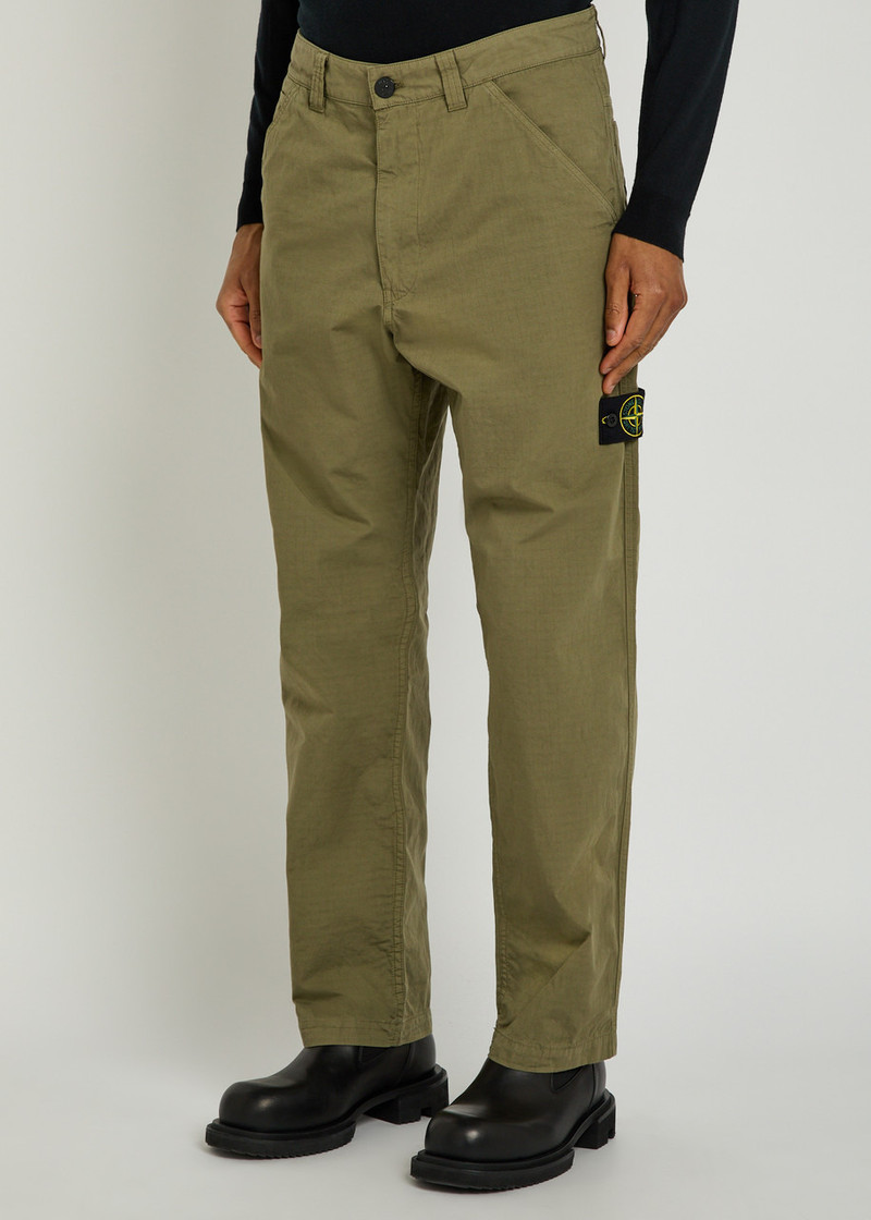Stone Island Stone Island Cotton Ripstop Straight-leg Cotton Trousers outlook