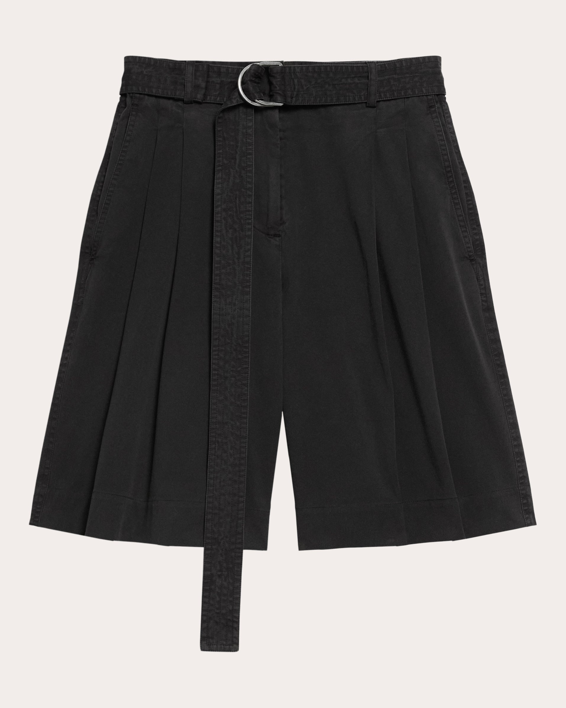 Twill Double Pleated A-Line Shorts - 6