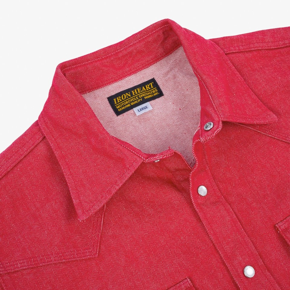 IHSH-396-RED 13.5oz Denim Western Shirt - Red - 7