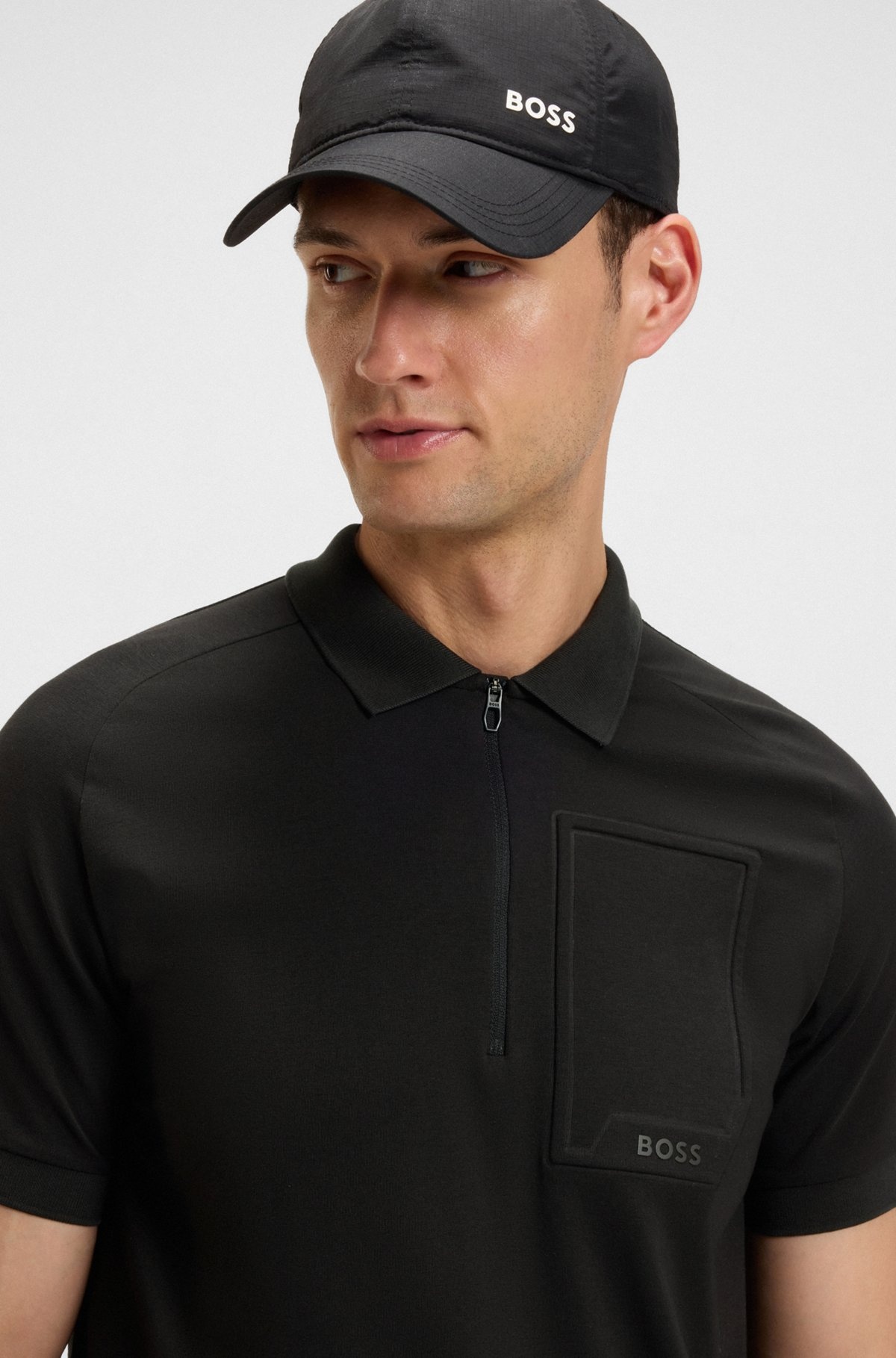 ZIP-NECK POLO SHIRT IN MOISTURE-WICKING STRETCH COTTON - 3