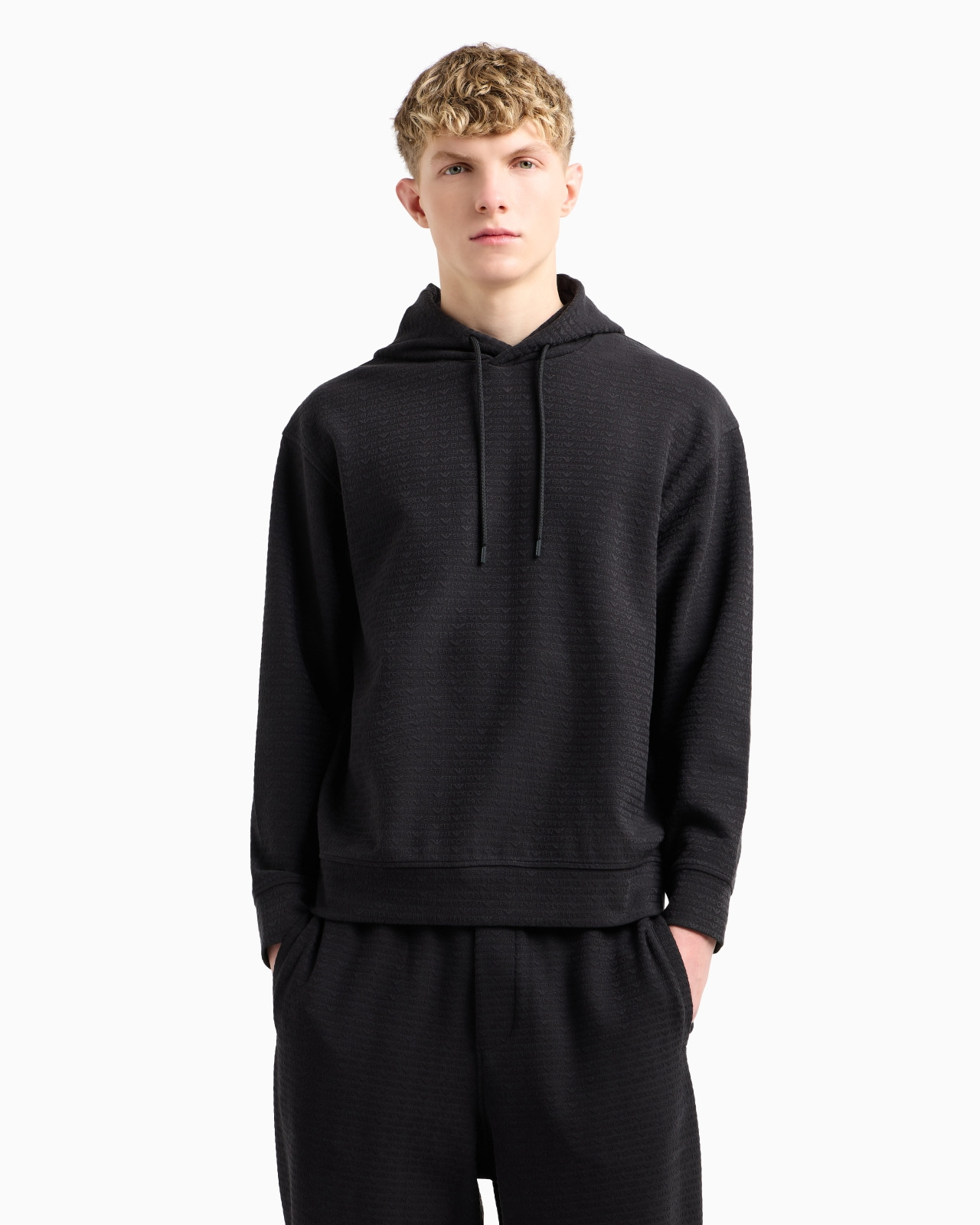 ASV JERSEY-LYOCELL BLEND HOODED SWEATSHIRT WITH ALL-OVER LETTERING - 4