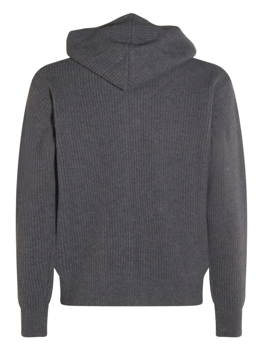 ribbed zip-up knitted hoodie - 2