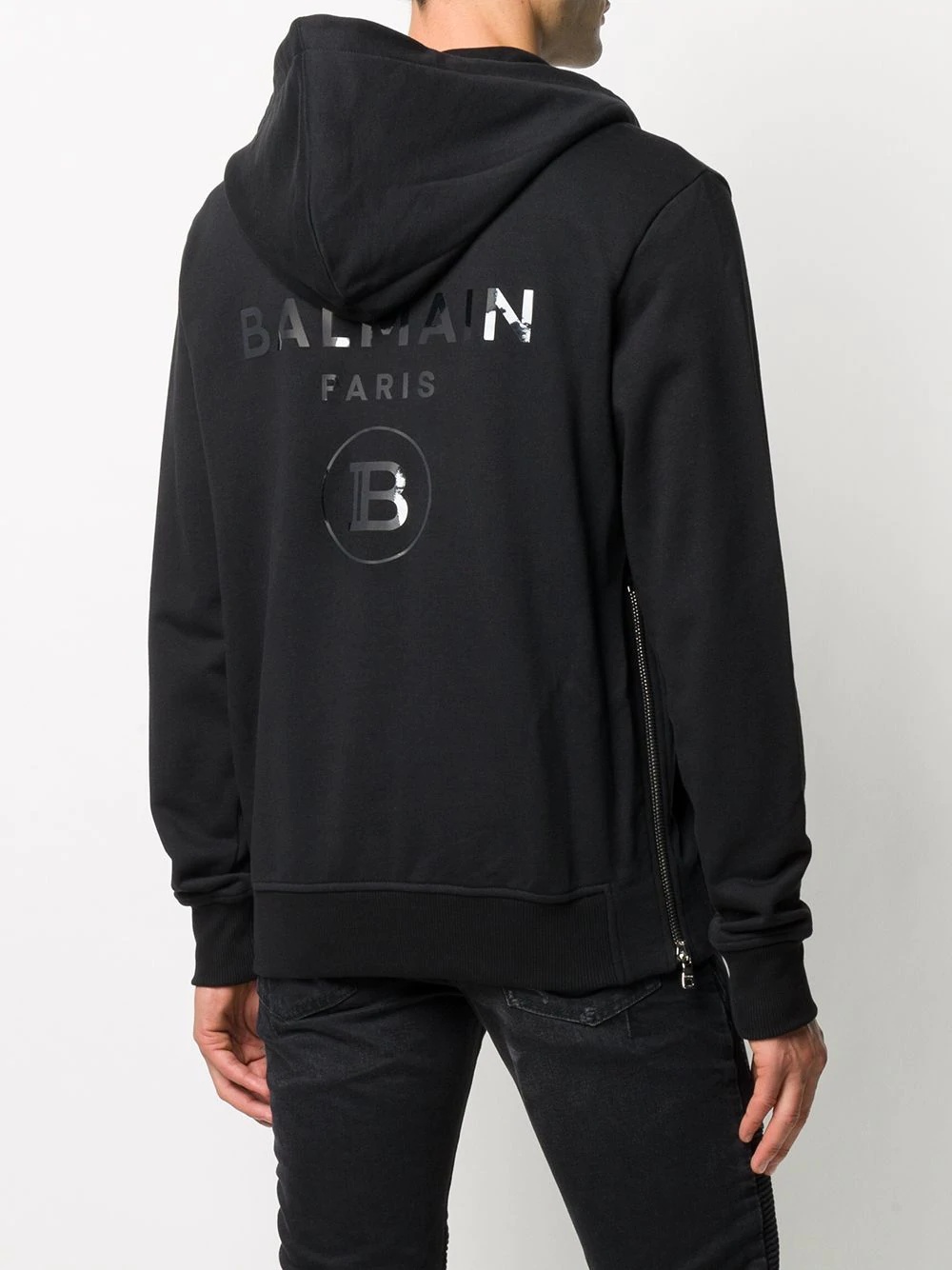 foiled logo zip-up hoodie - 4