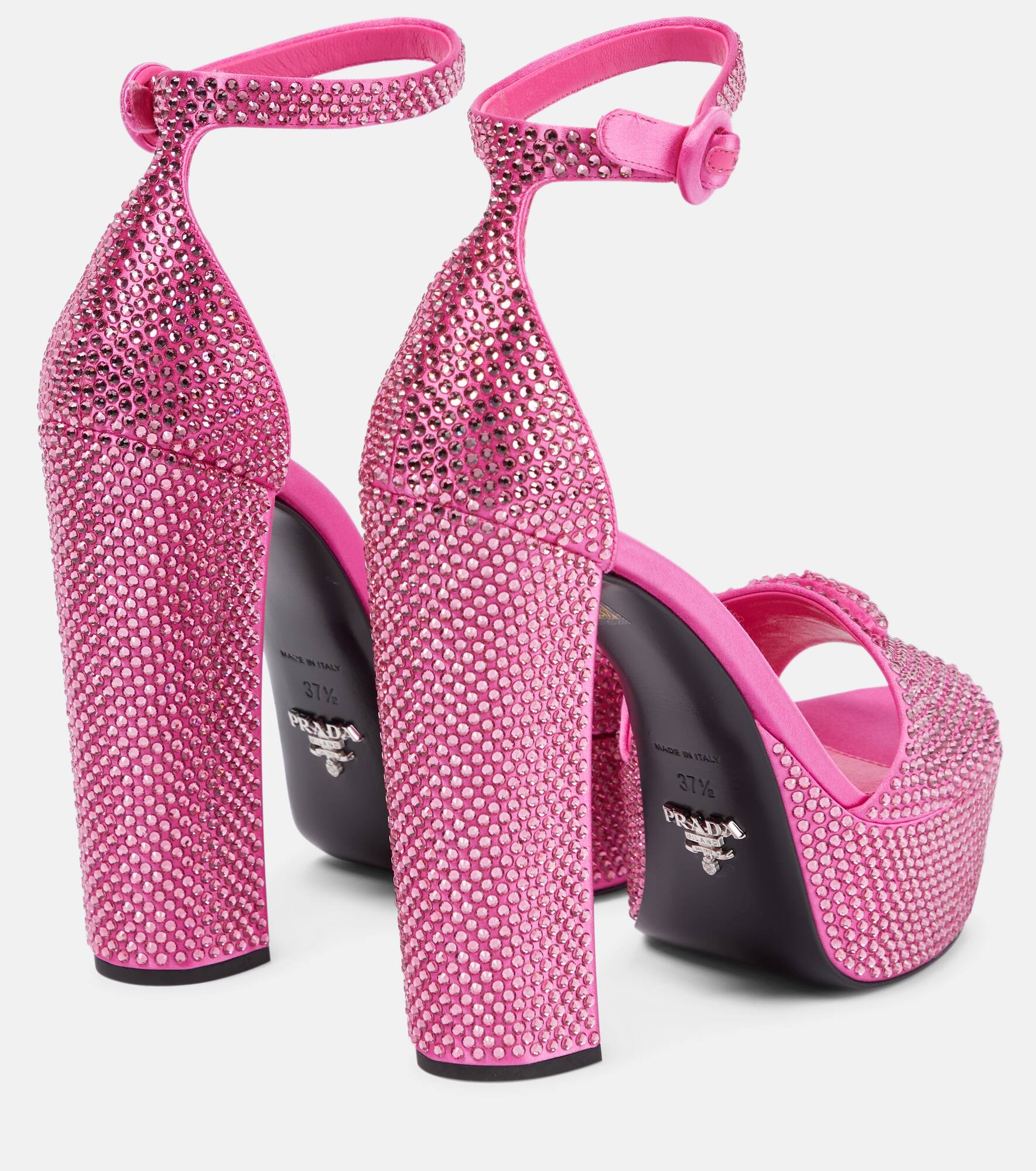 Embellished satin platform sandals - 3