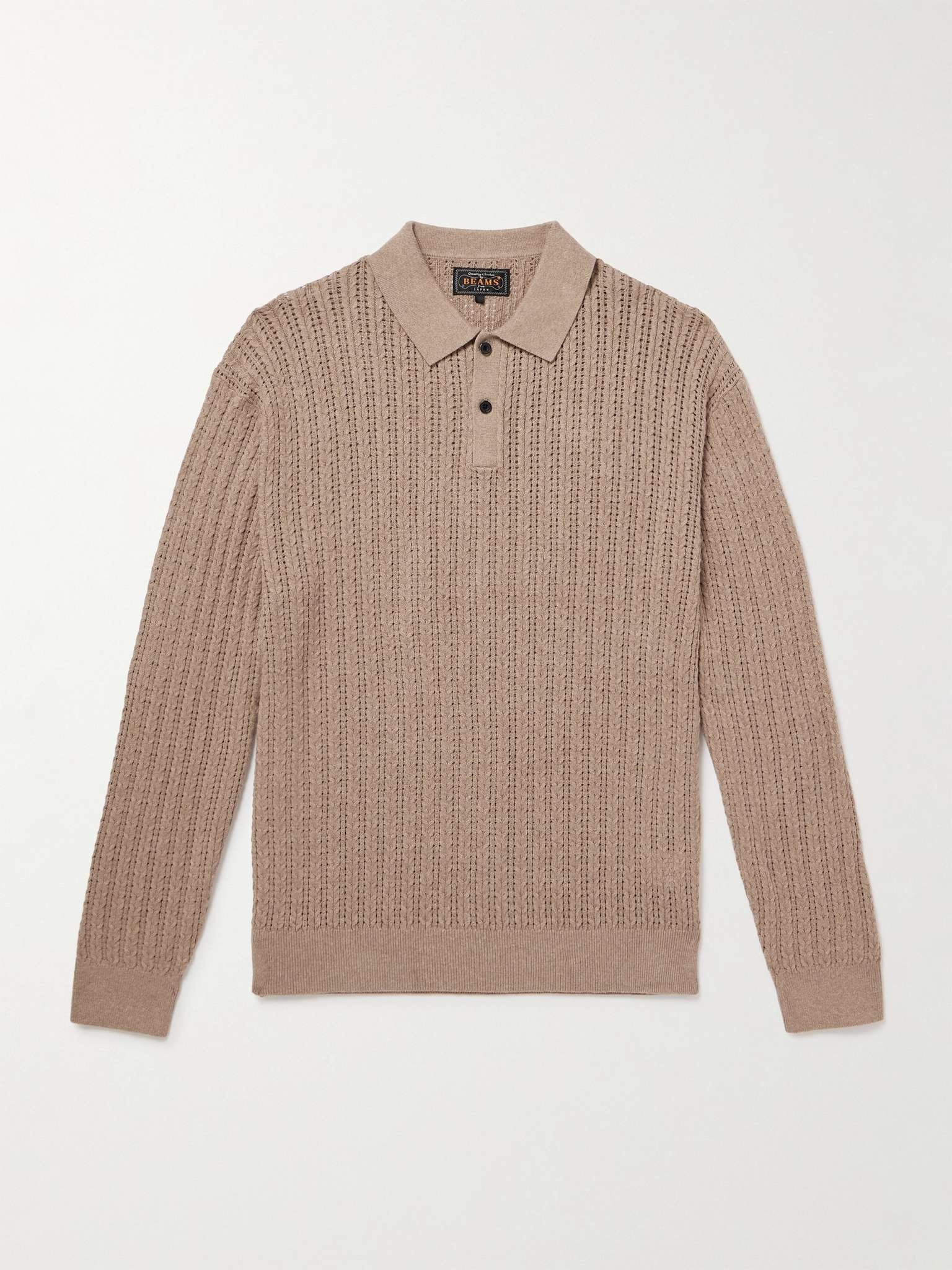 Cable-Knit Cotton, Cashmere and Wool-Blend Polo Shirt - 1