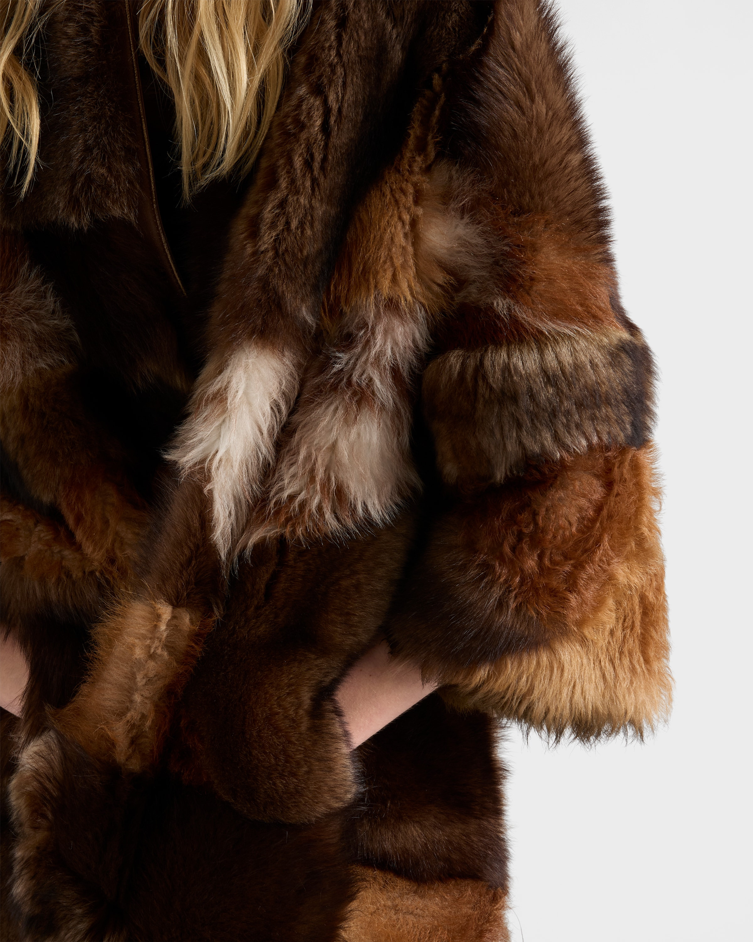 Patchwork shearling coat - 6