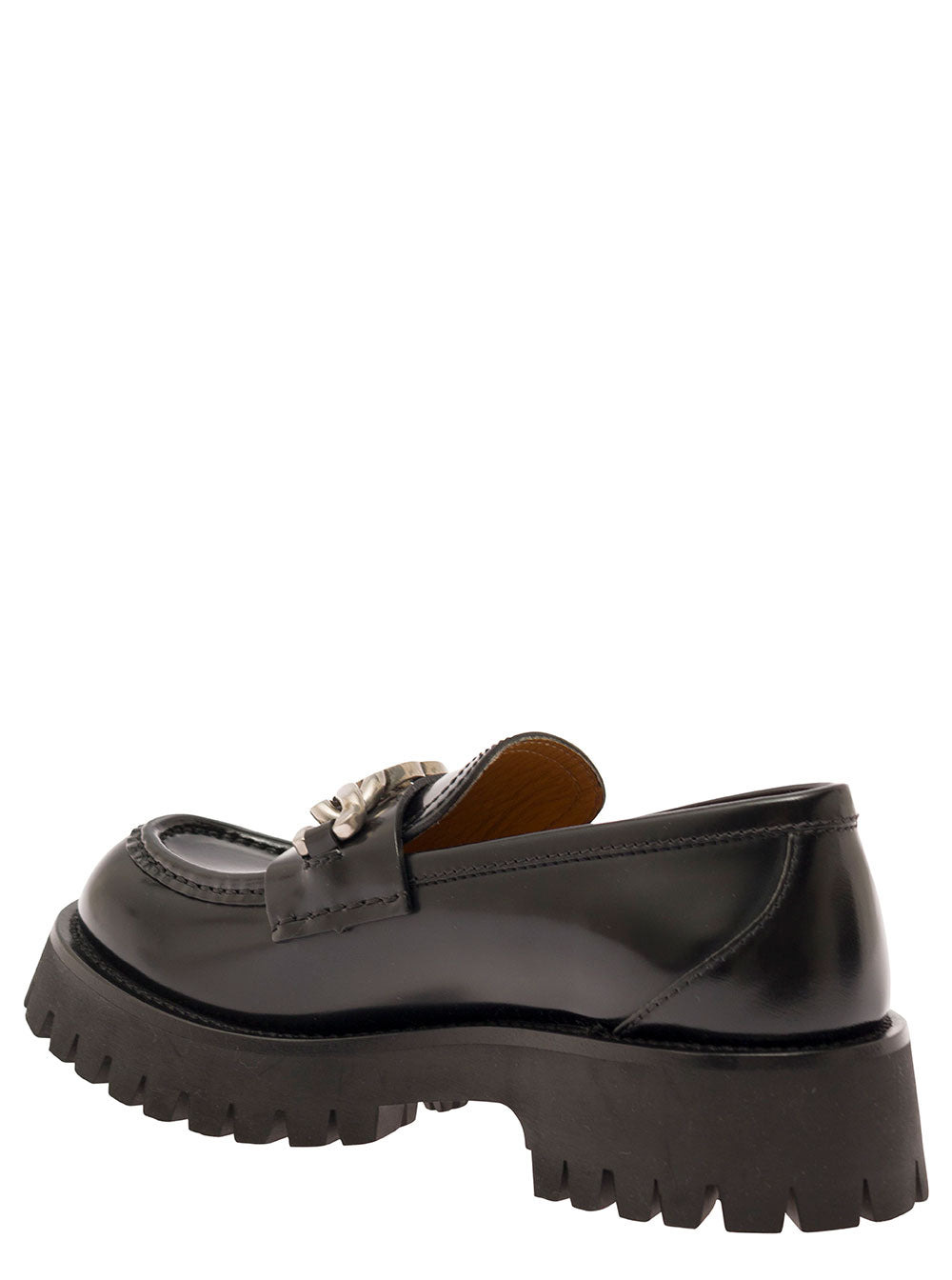 Gucci Women 'Jeanne' Black Loafers With Interlocking G Detail And Lug Sole In Leather Woman - 3