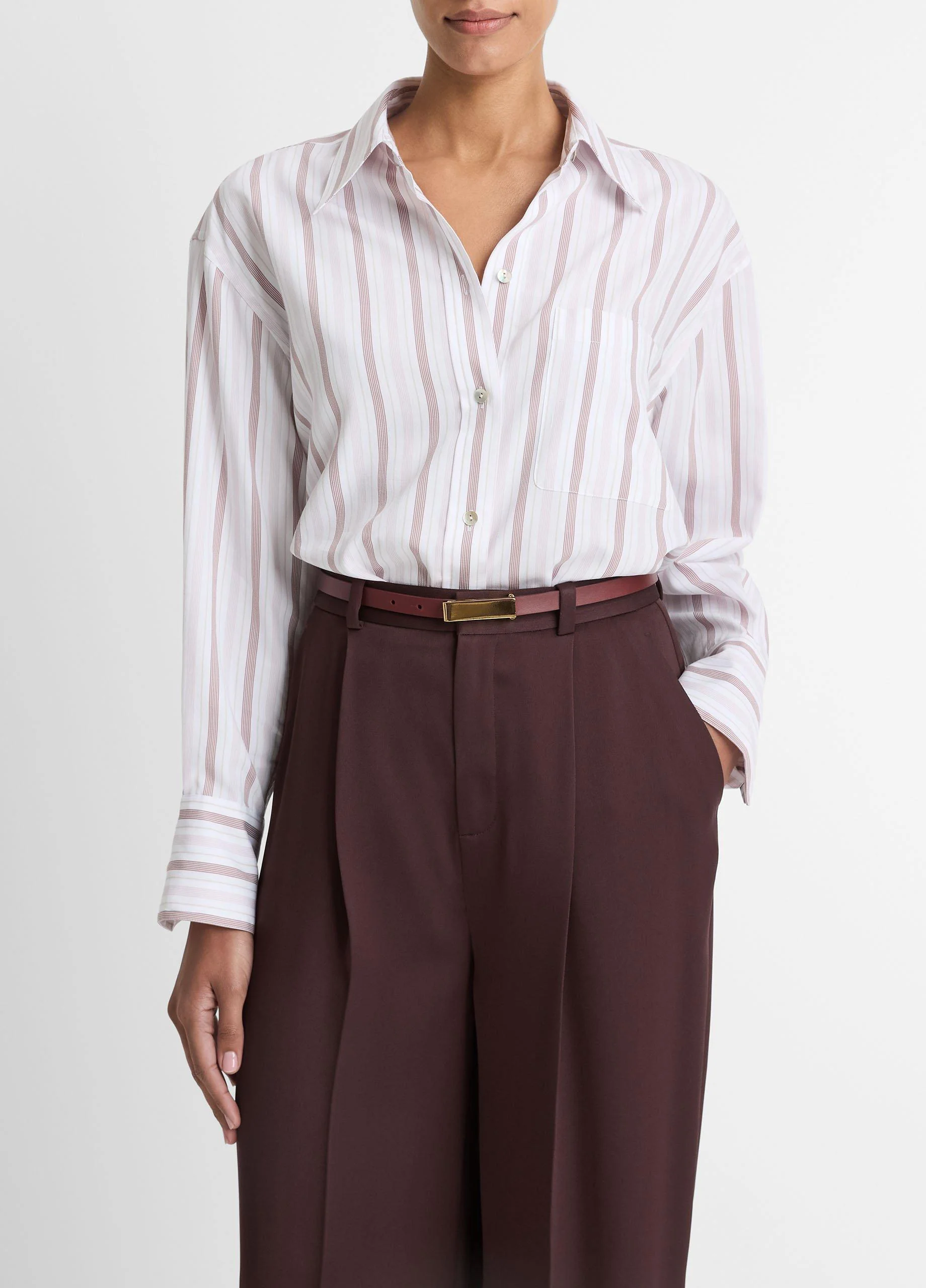 Striped Twill Oversized Shirt - 1