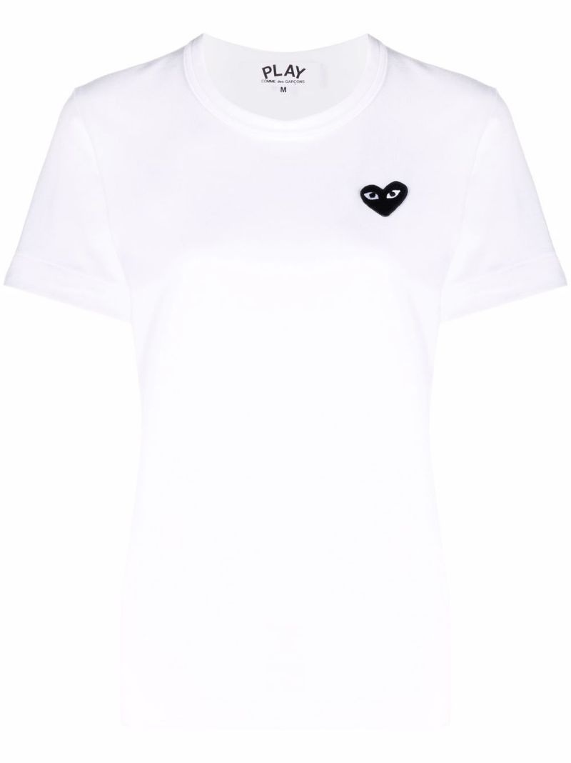 heart-embroidered motif T-shirt - 1