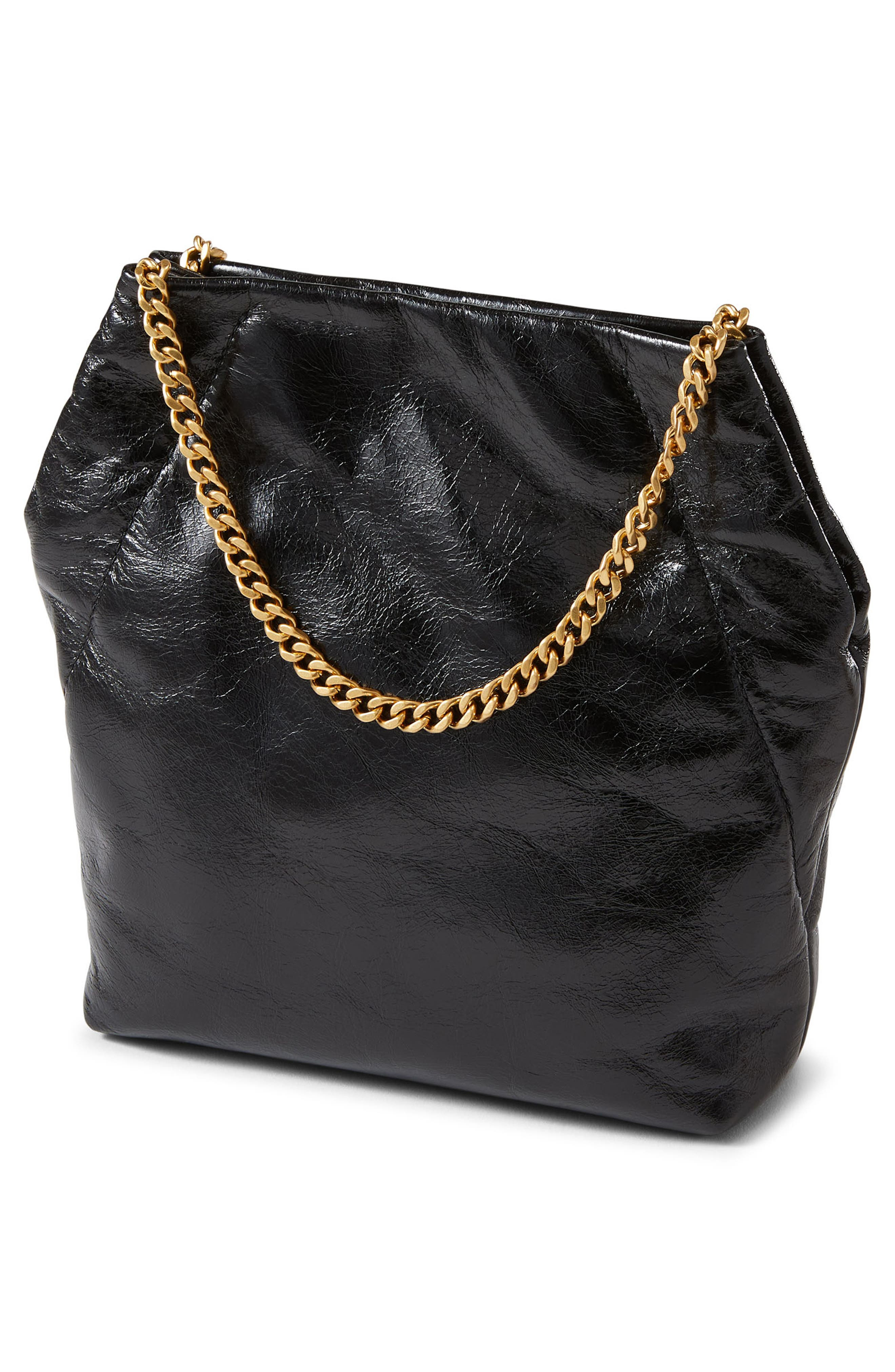 Veronica Beard Small Slouch Metallic Convertible Leather Shoulder Bag in Black at Nordstrom - 2