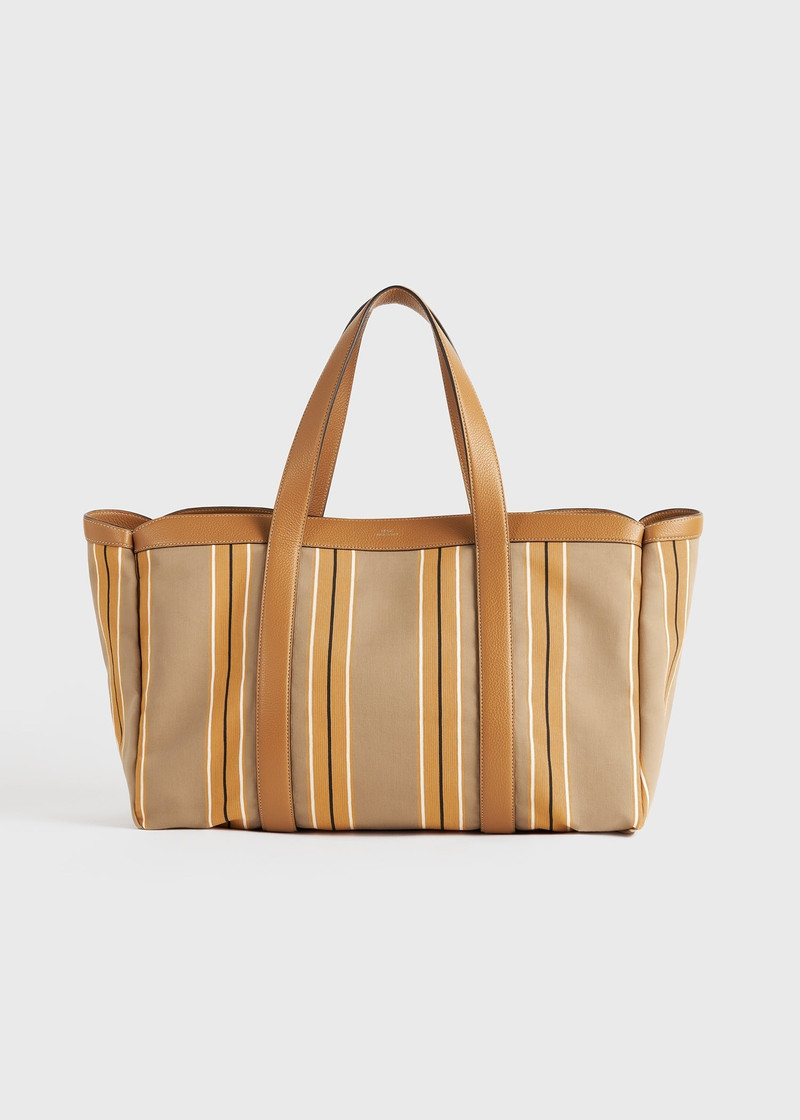 Striped canvas tote caramel/cornsilk 8