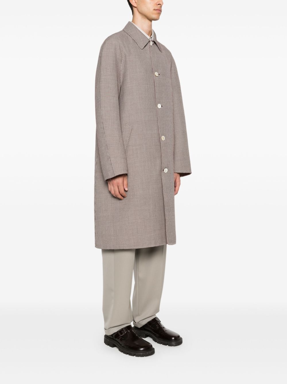 houndstooth-print coat - 3