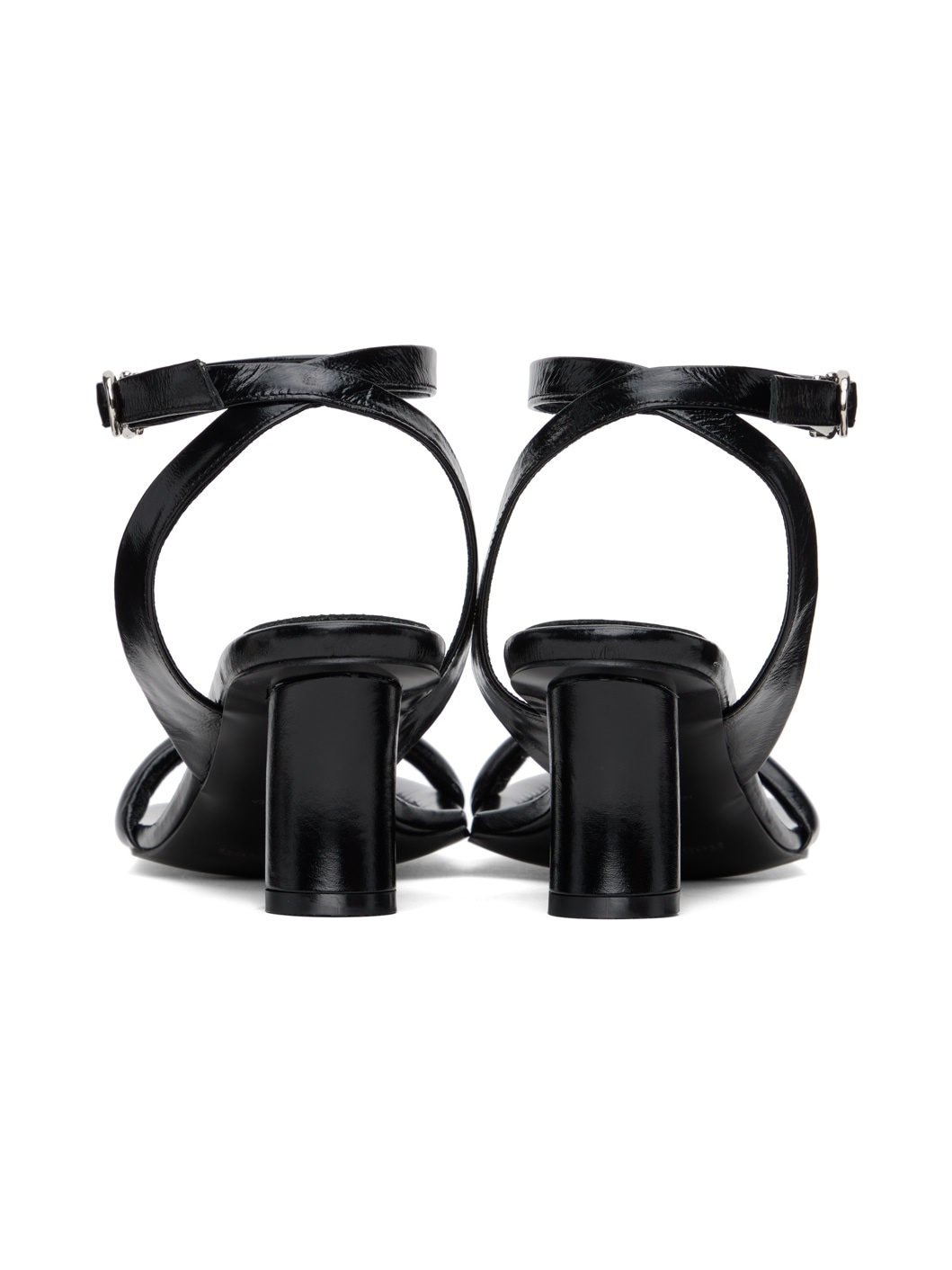 Black Patent Heeled Sandals - 2