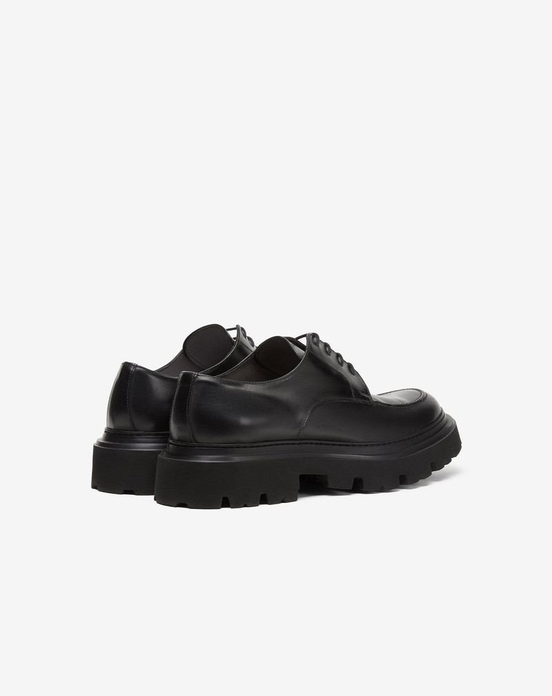 Black Norwegian-stitched derby shoe in aged calfskin 3
