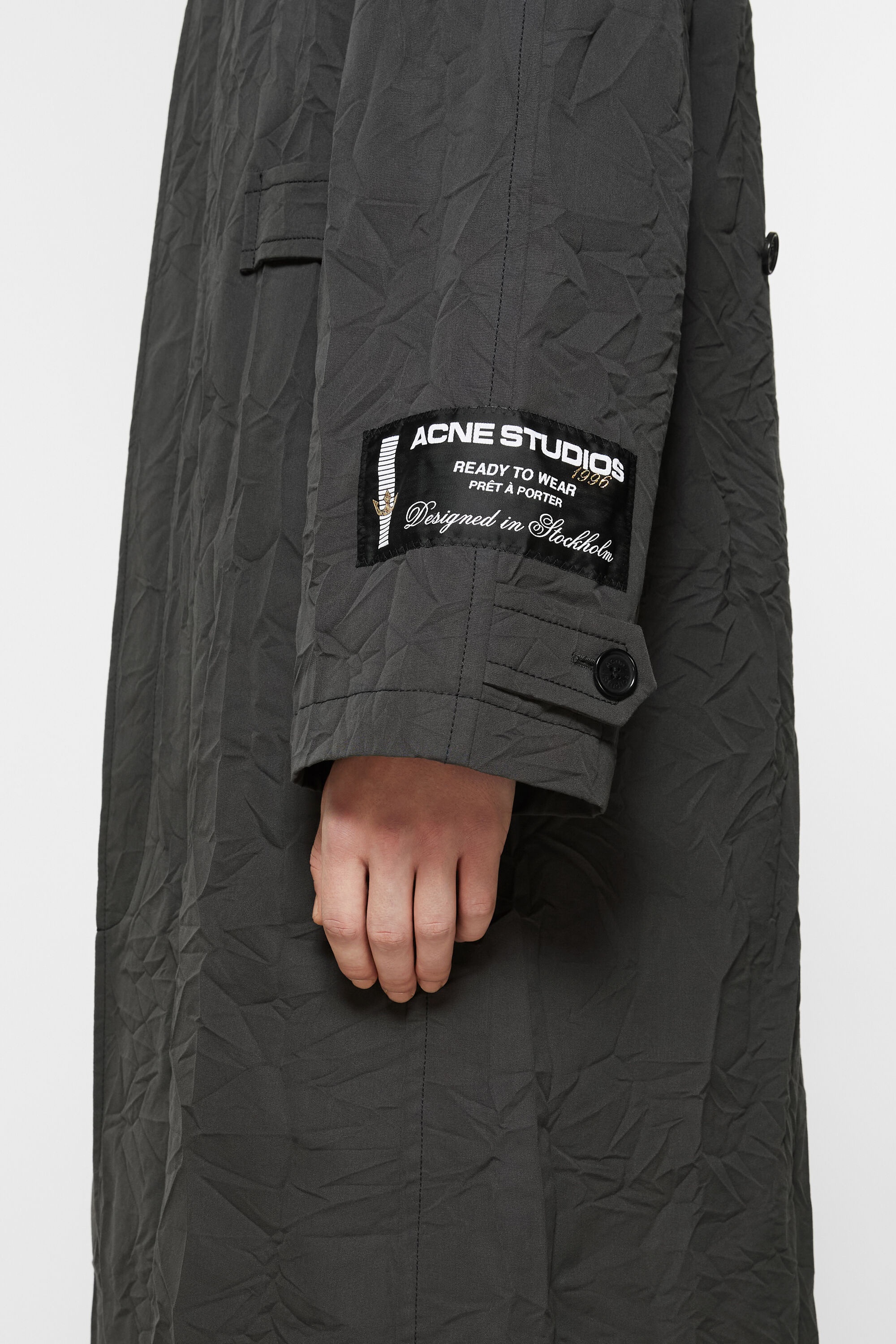 Crinkled trench coat - Dark grey - 5