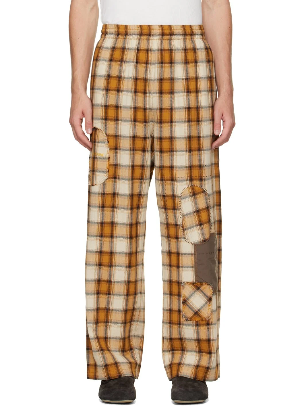 Yellow Repaired Check Trousers - 1