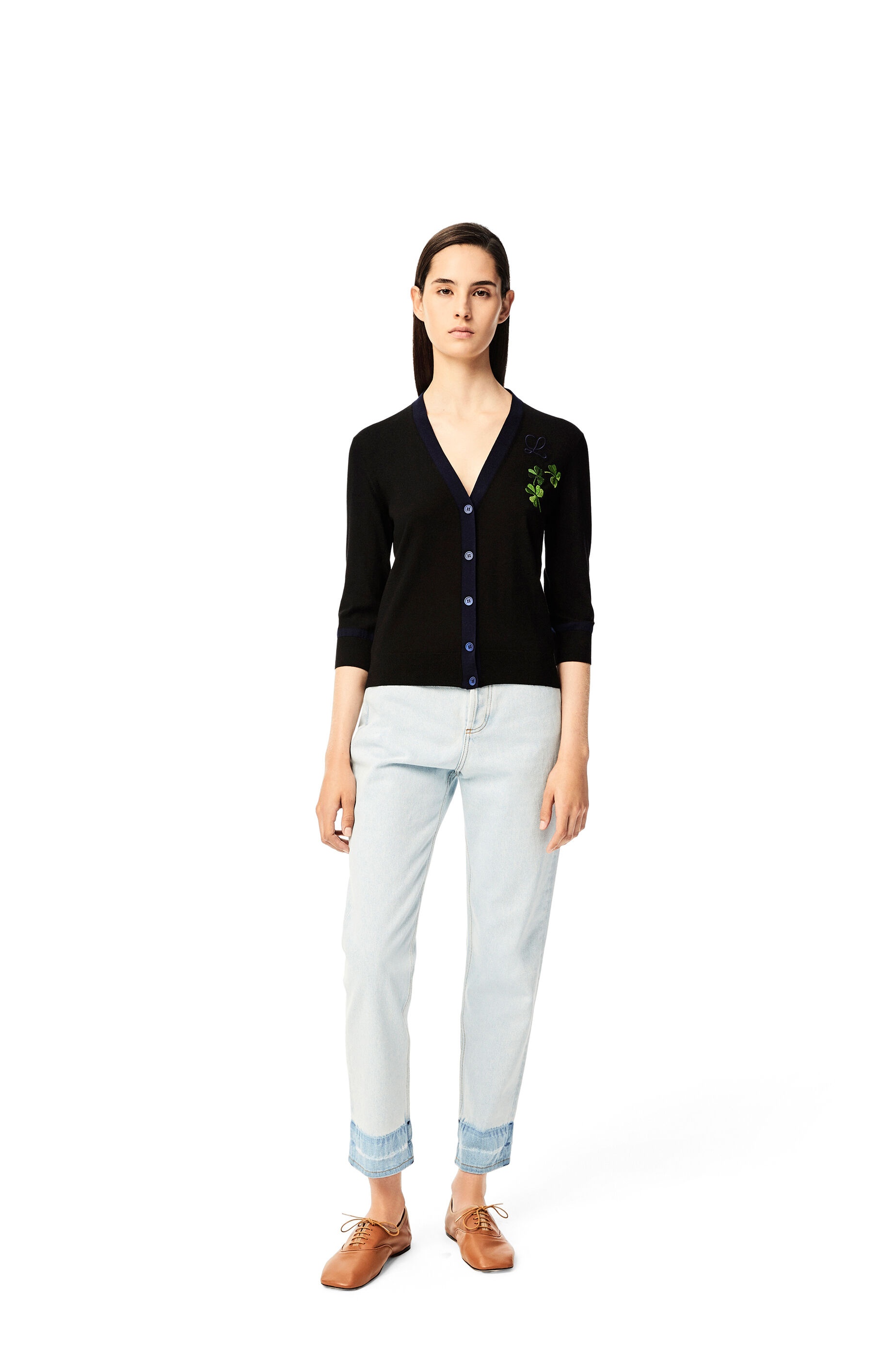 Shamrock embroidered cardigan in wool - 2