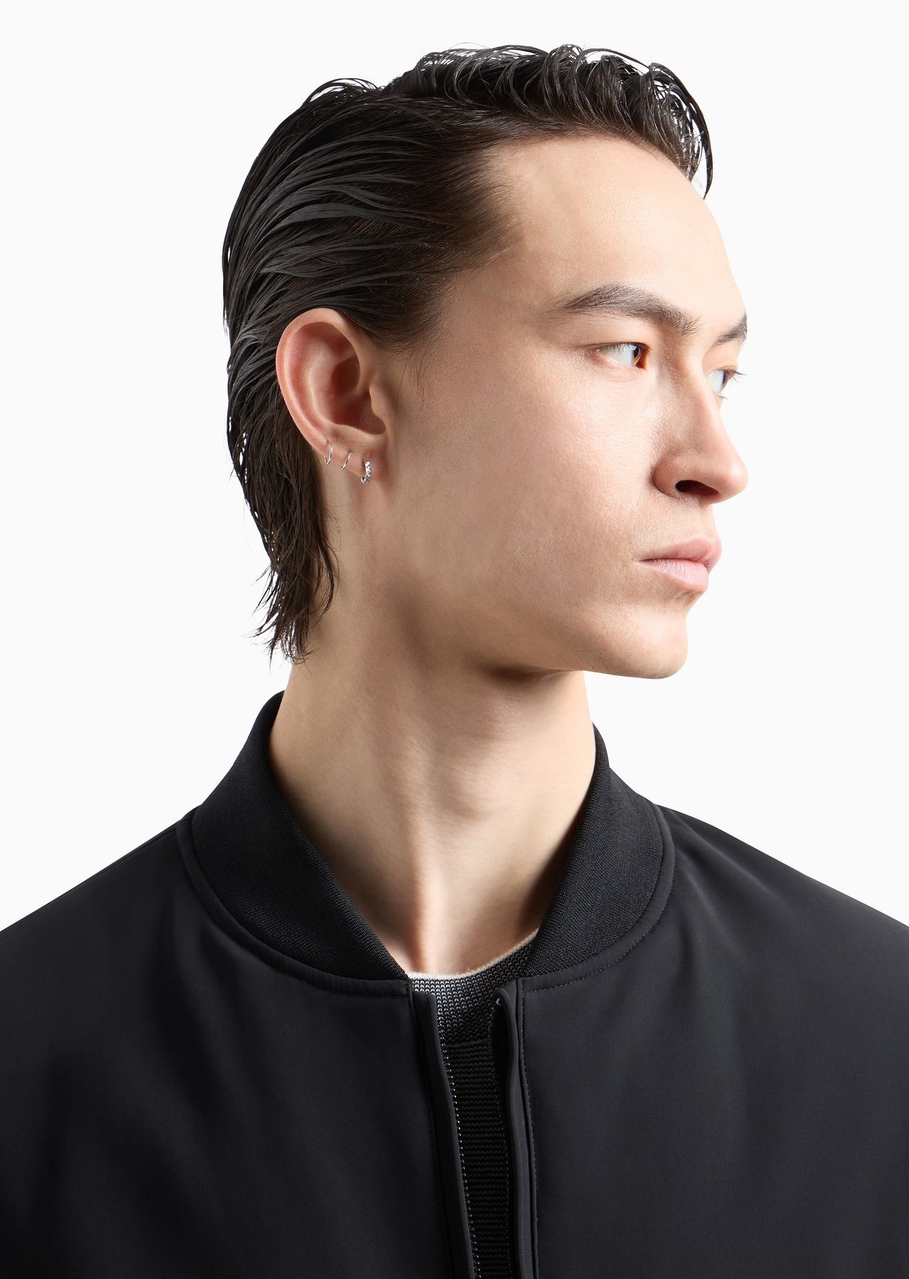 Zipped bomber jacket in technical stretch nylon - 5