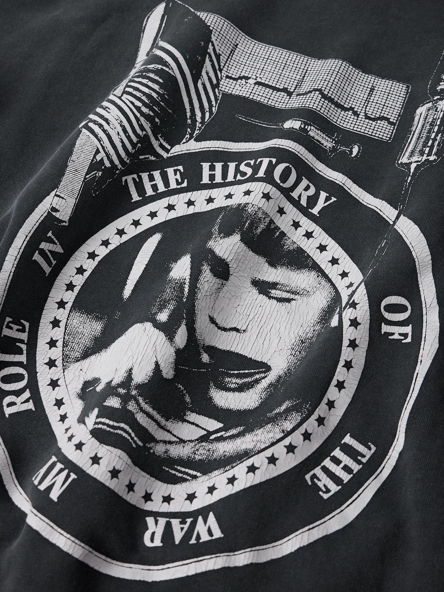 My Role in the War Distressed Logo-Print Cotton-Jersey Hoodie Dark gray - 5