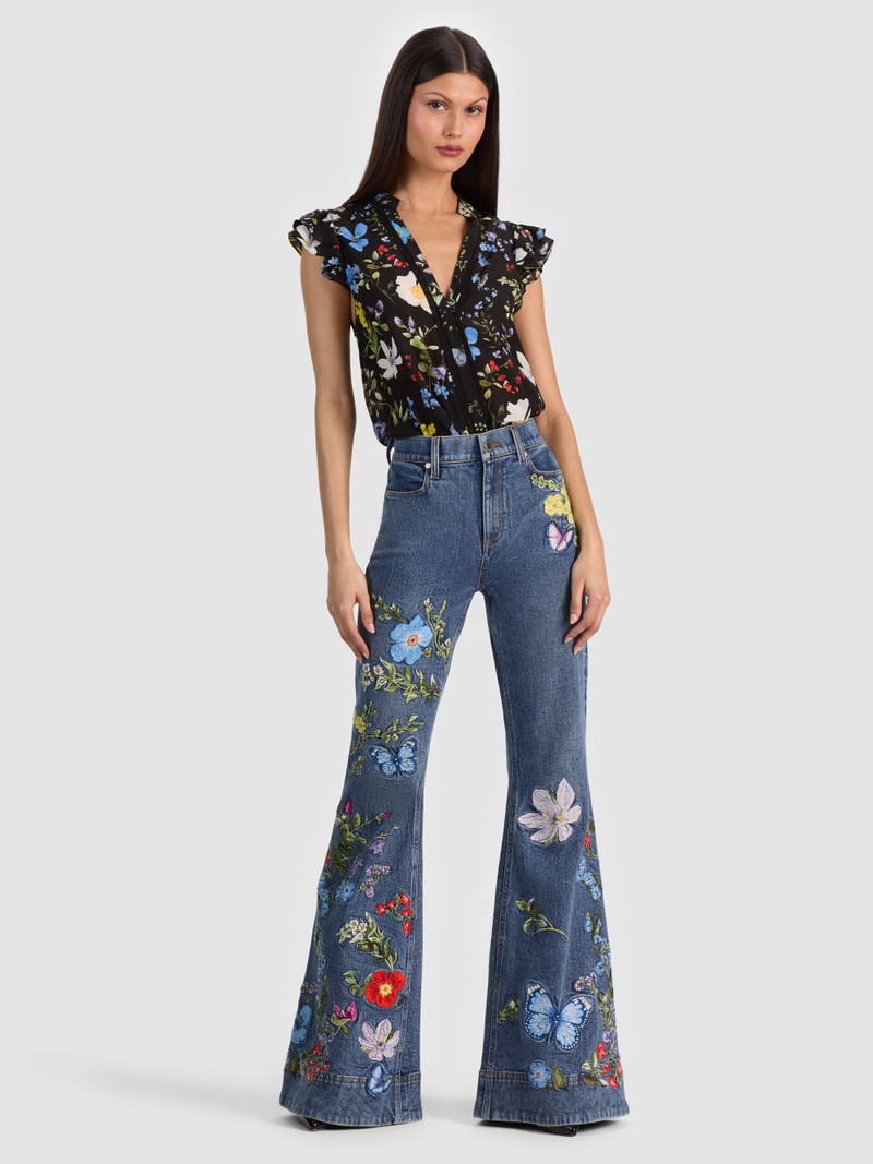 Alice + Olivia BEAUTIFUL EMBROIDERED JEAN outlook