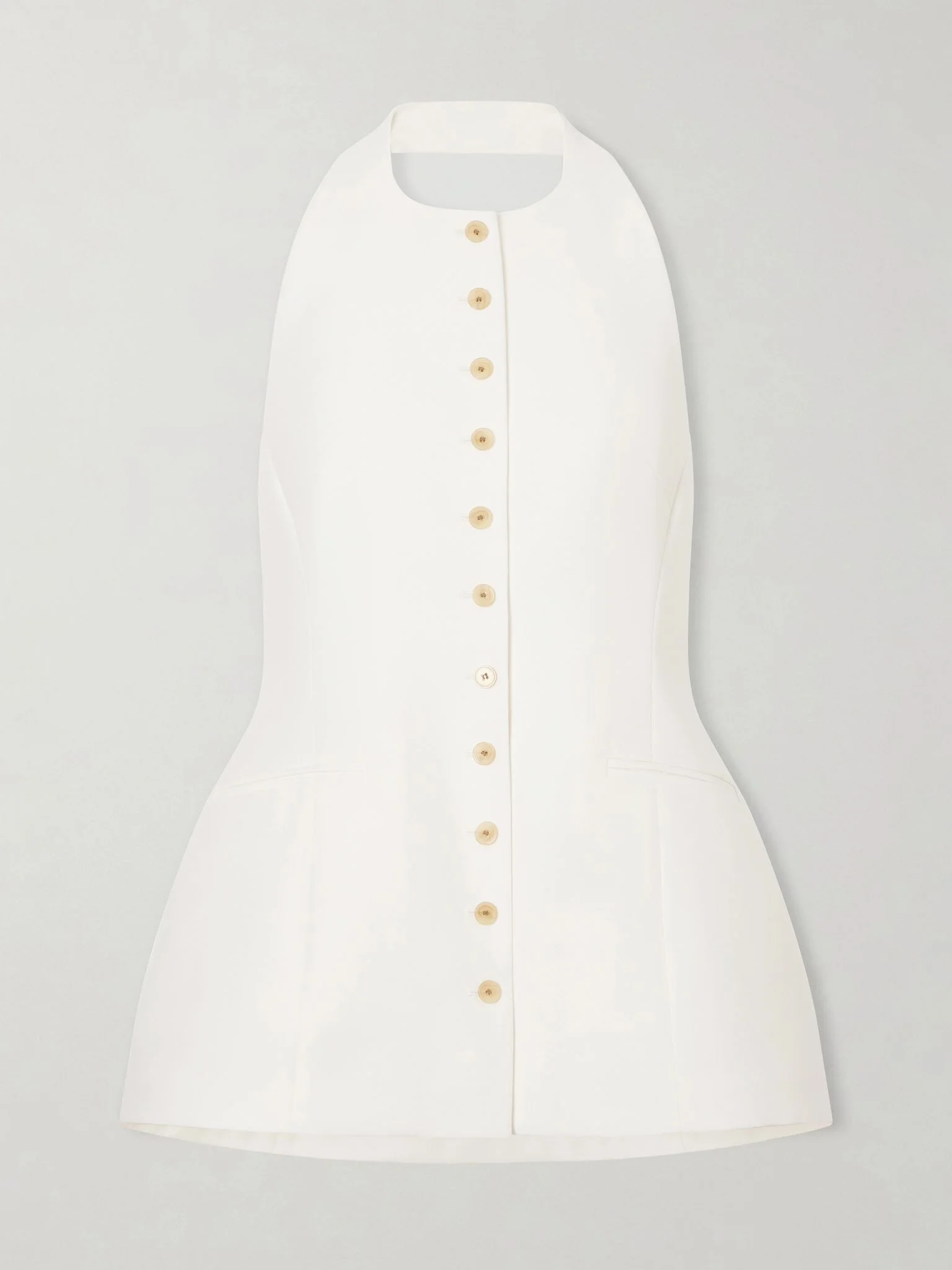 Lupita halterneck sleeveless wool and silk-blend top White - 1