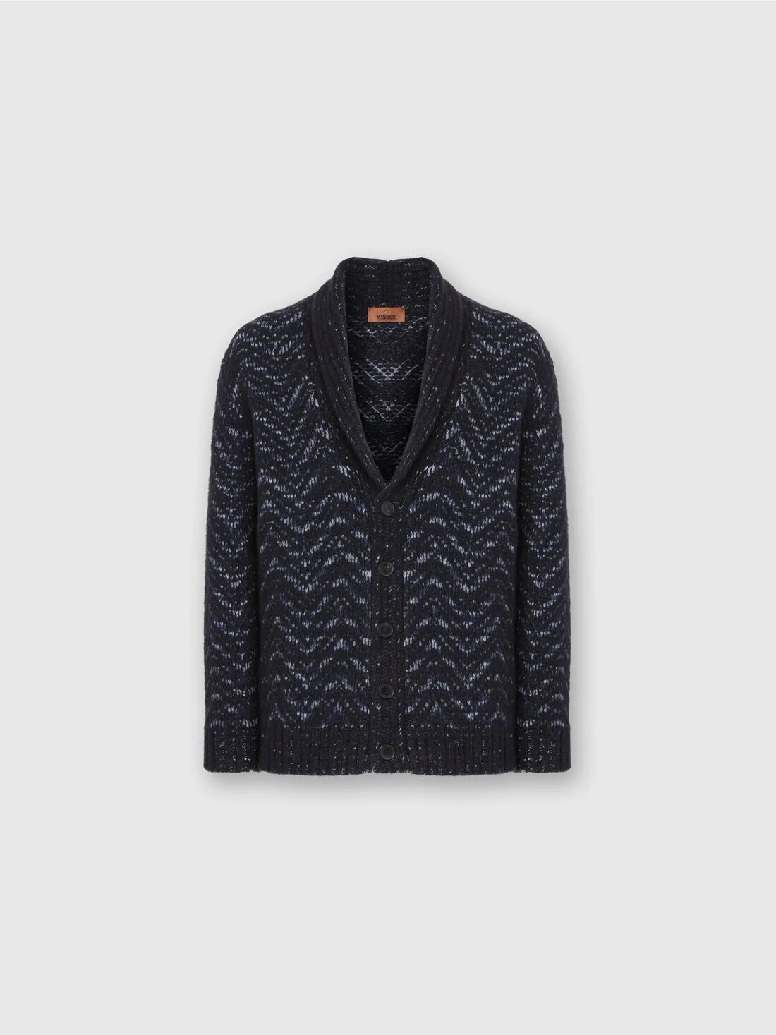 Buttoned Cardigan with Chevron Pattern - 1