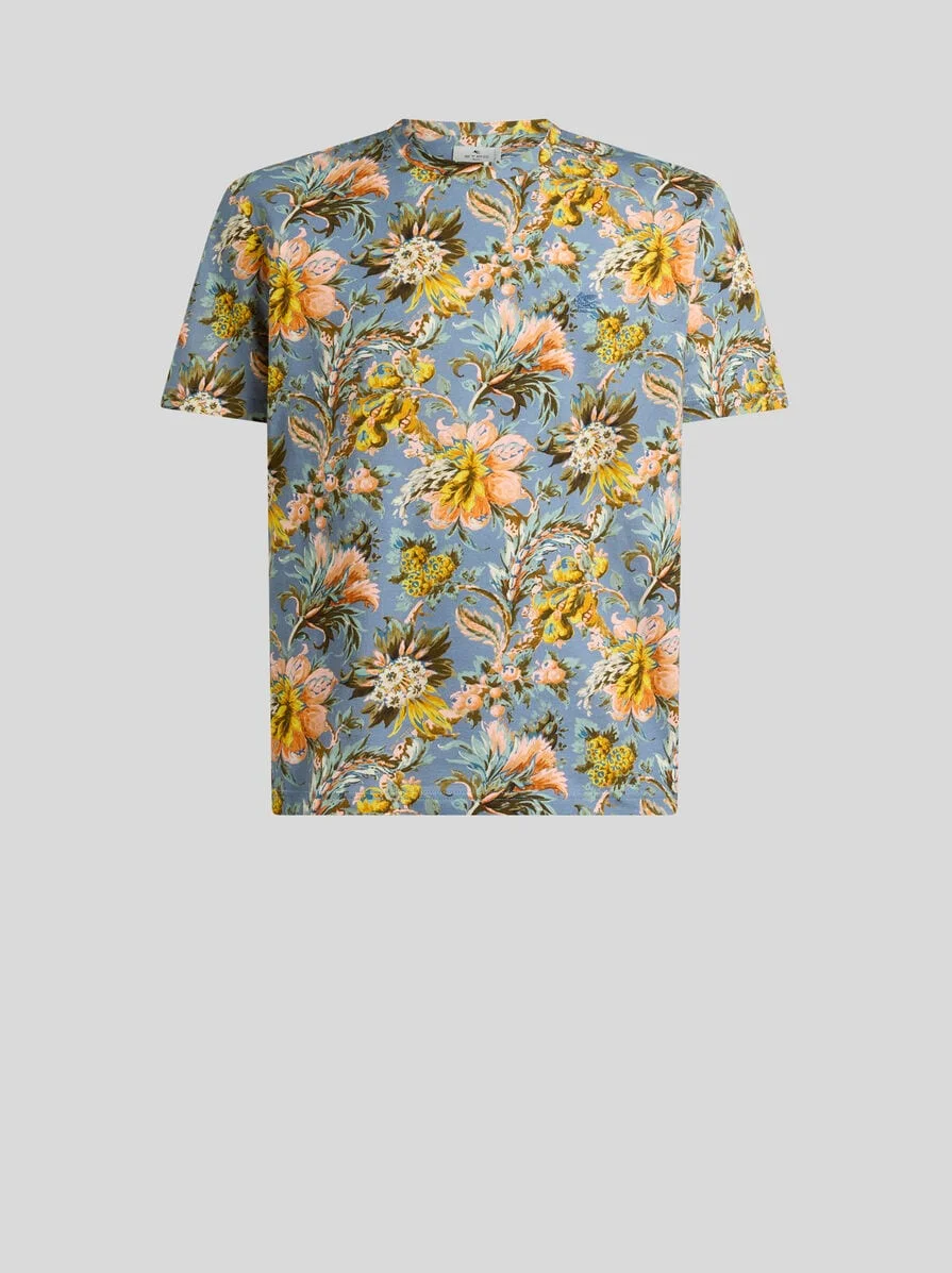 COTTON JERSEY T-SHIRT WITH FLORAL MOTIF - 1