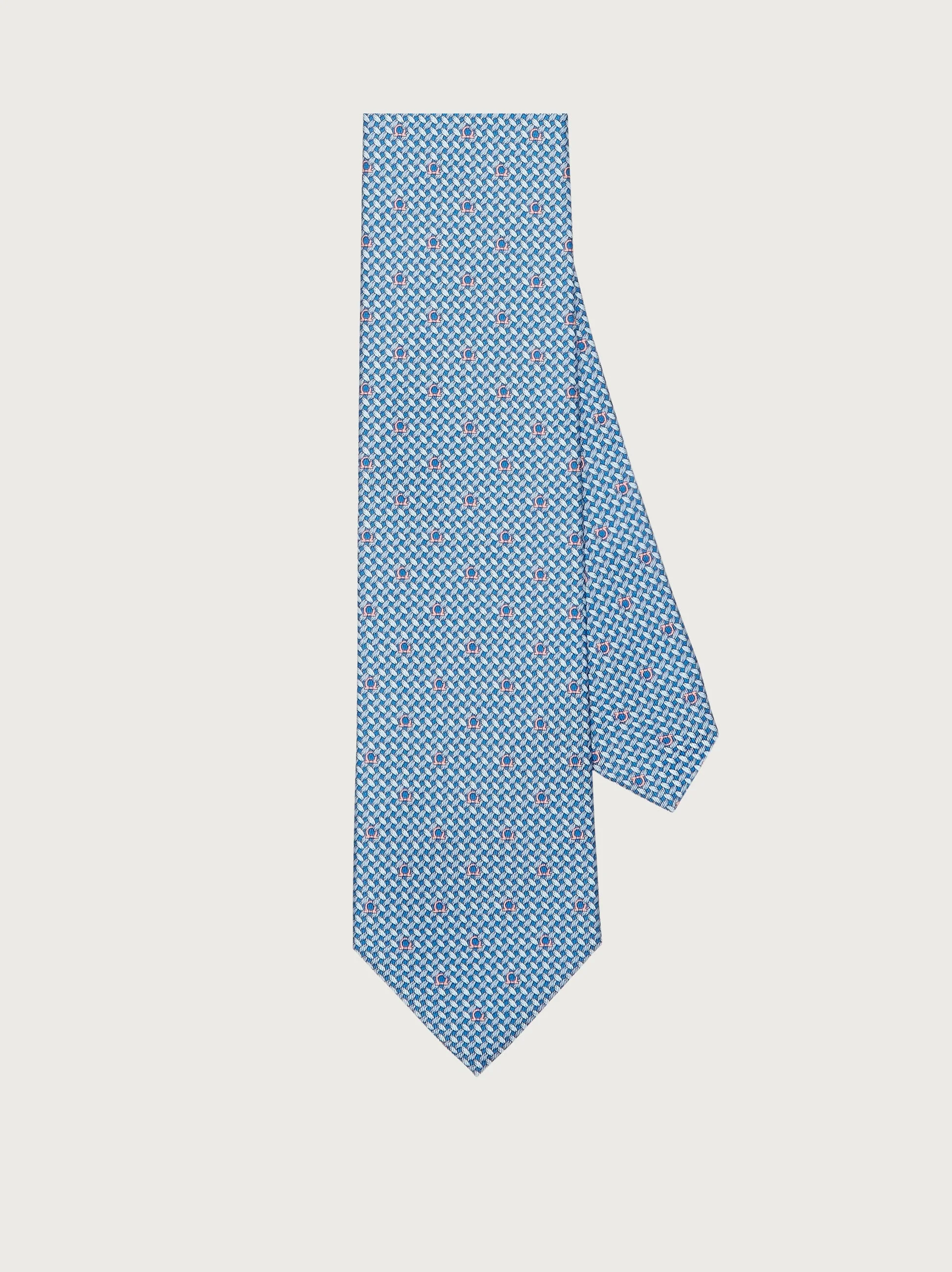 Gancini print silk tie - 1