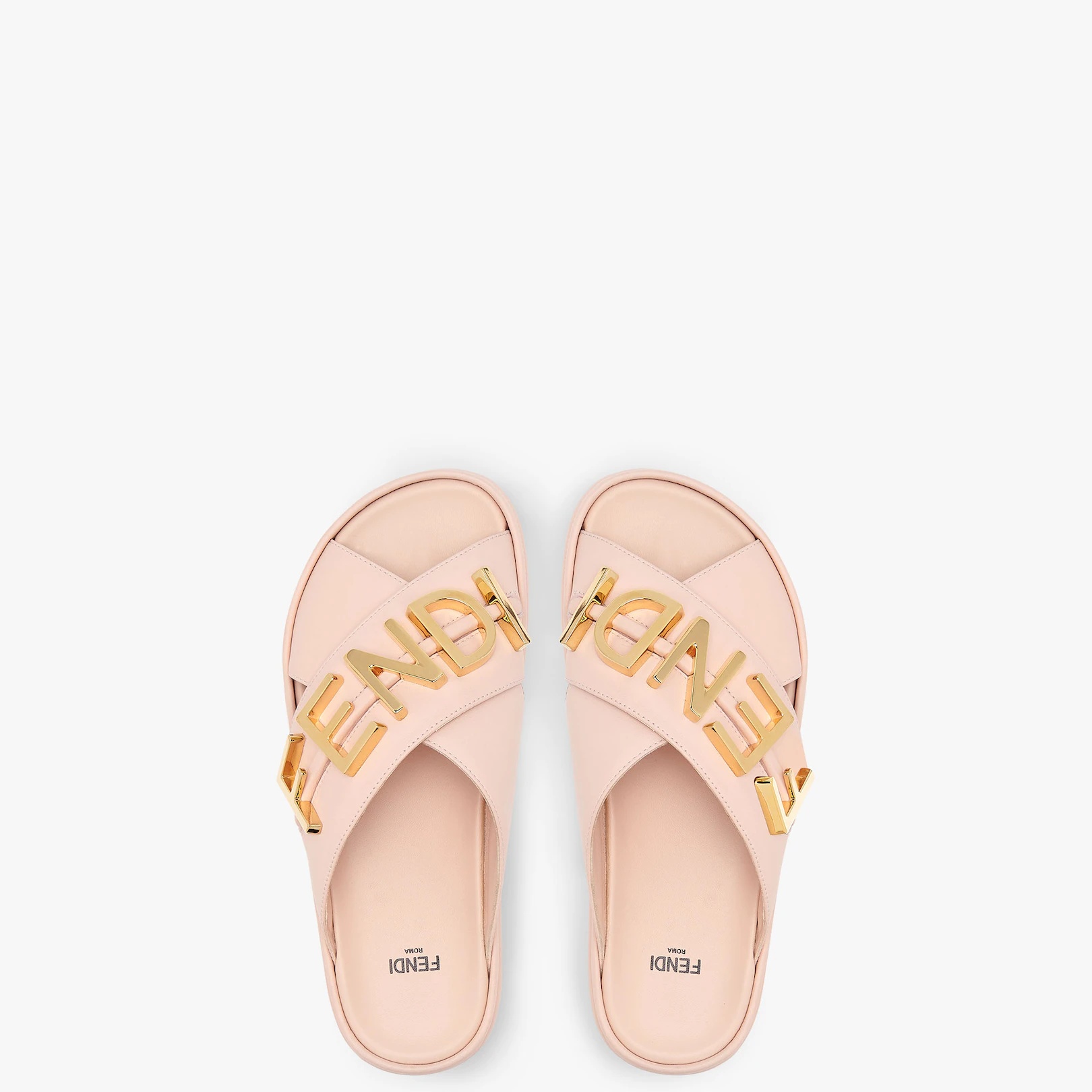 Pink leather slides - 4