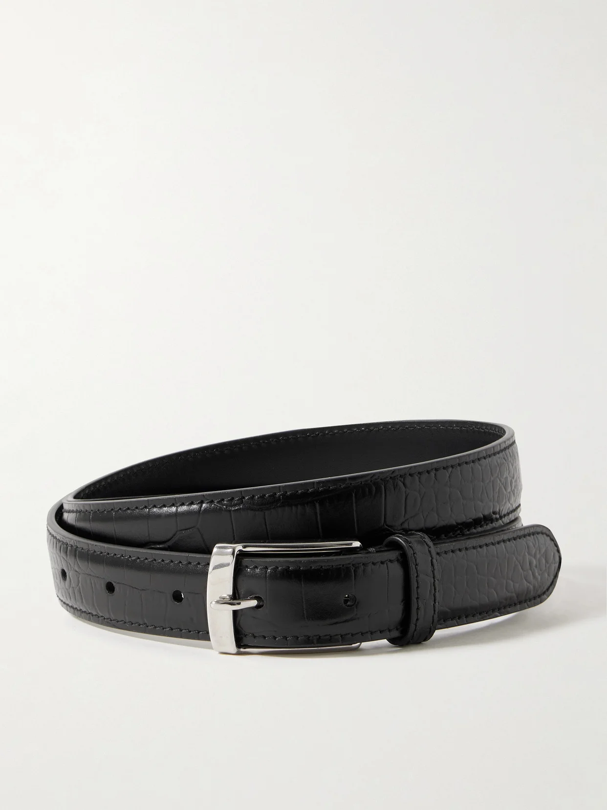 Dana Croc-effect Leather Belt - 1