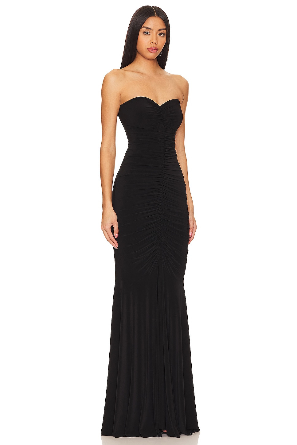 Strapless Shirred Front Fishtail Gown - 2