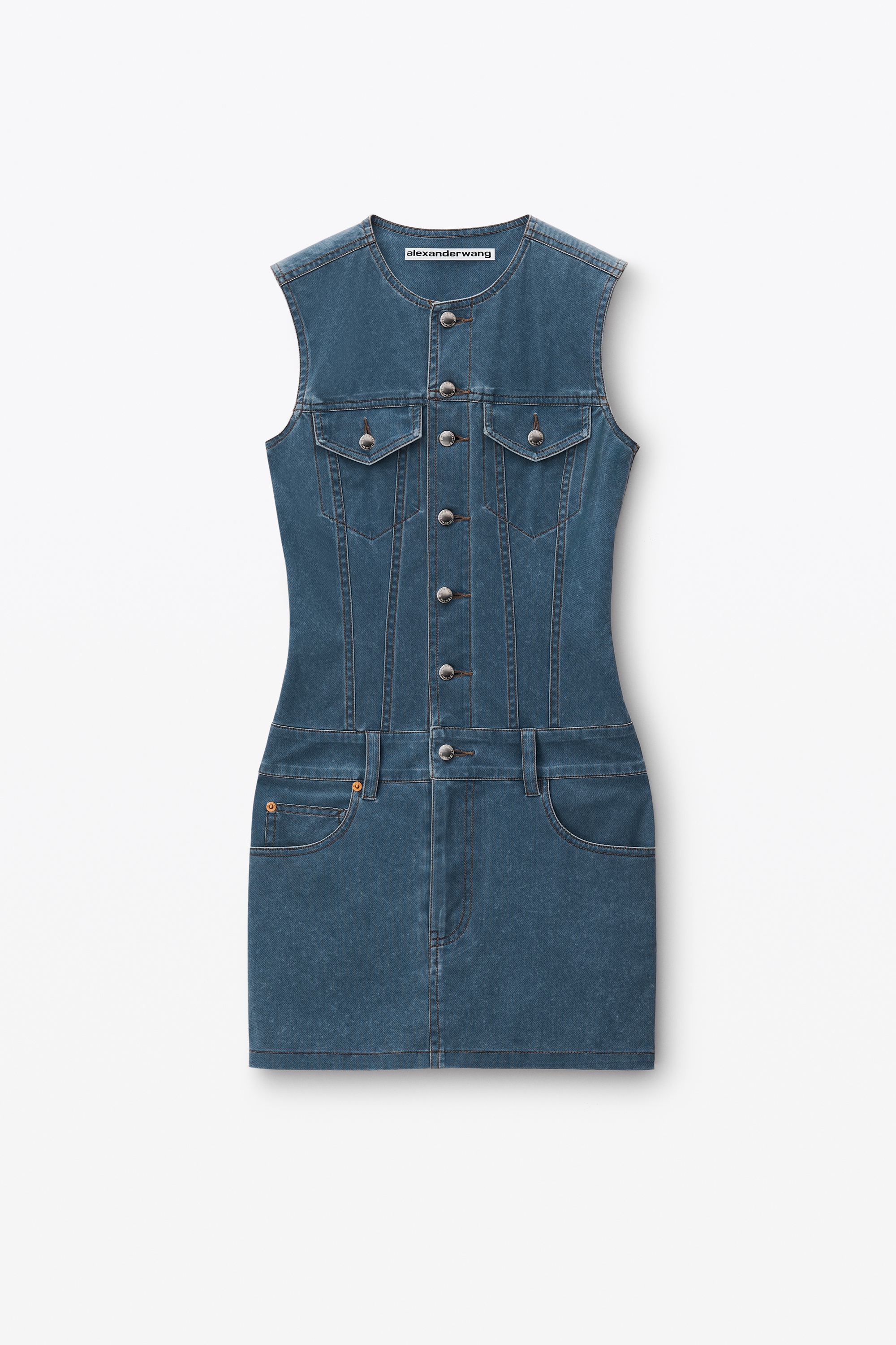 Bodycon Minidress in Denim Trompe-L'oeil - 1