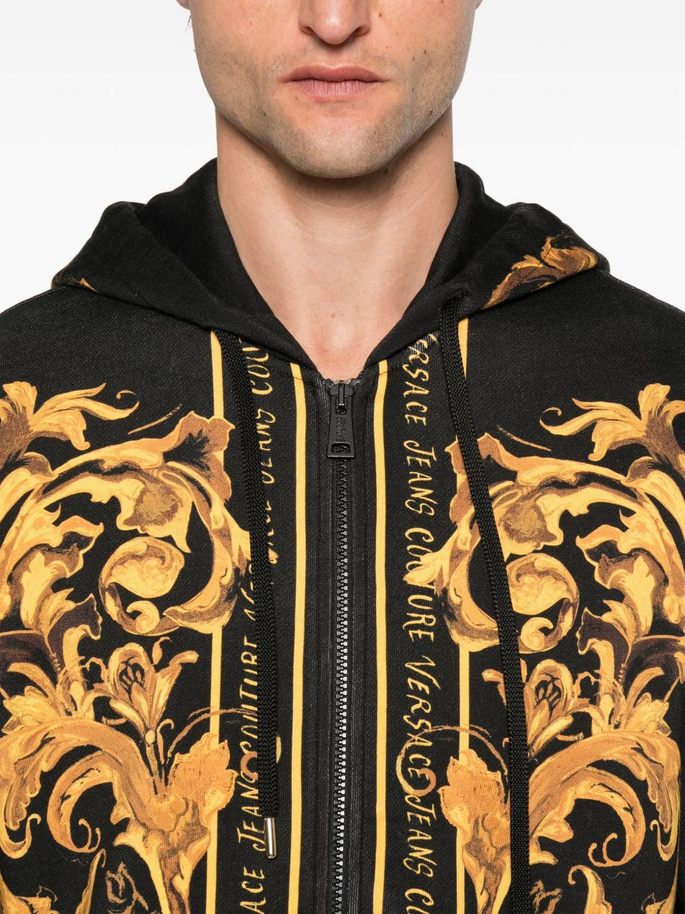 baroque-print zip-up hoodie - 5