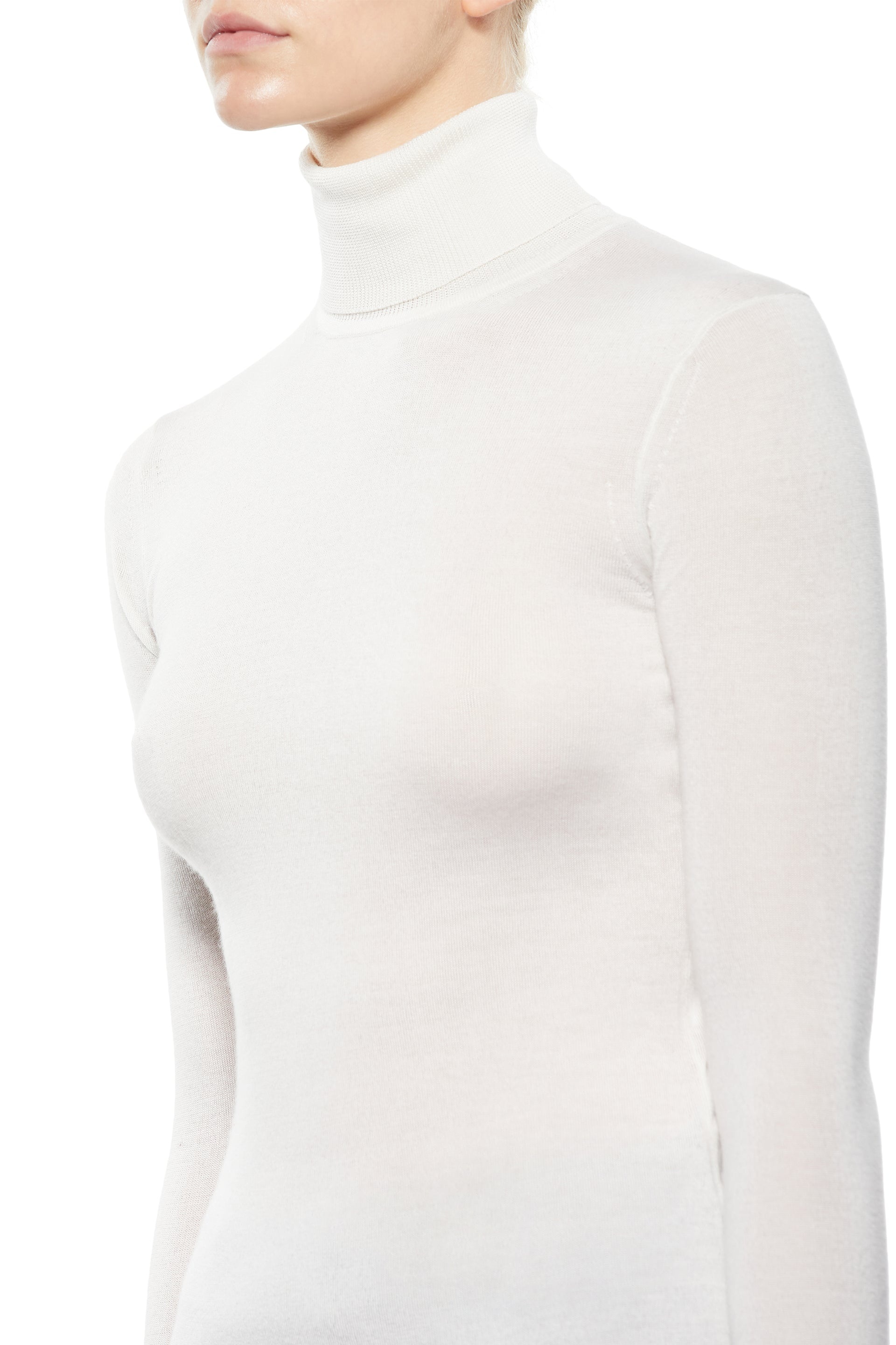 Costa Turtleneck in Ivory Cashmere Silk - 5